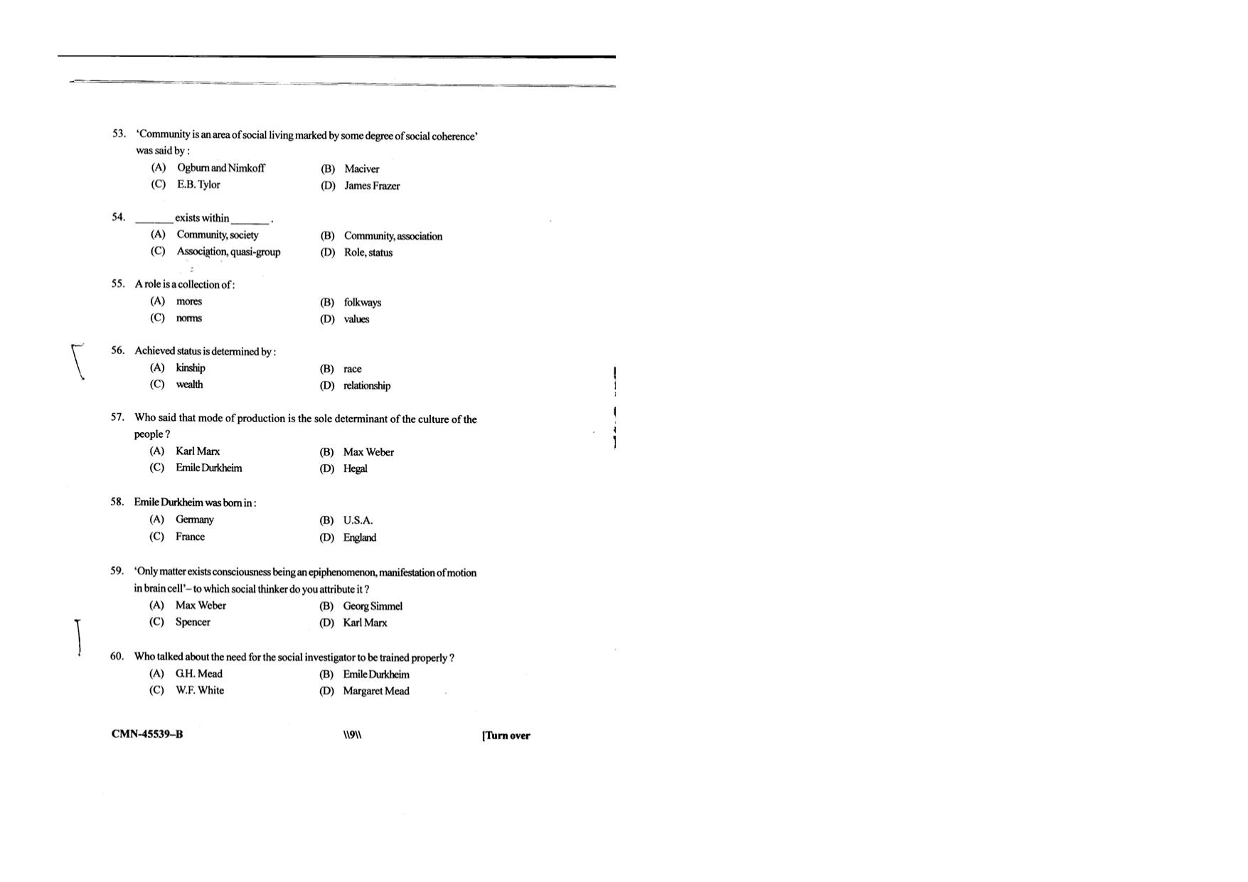 KUET 2023 M.A. Sociology Question Paper - Page 60