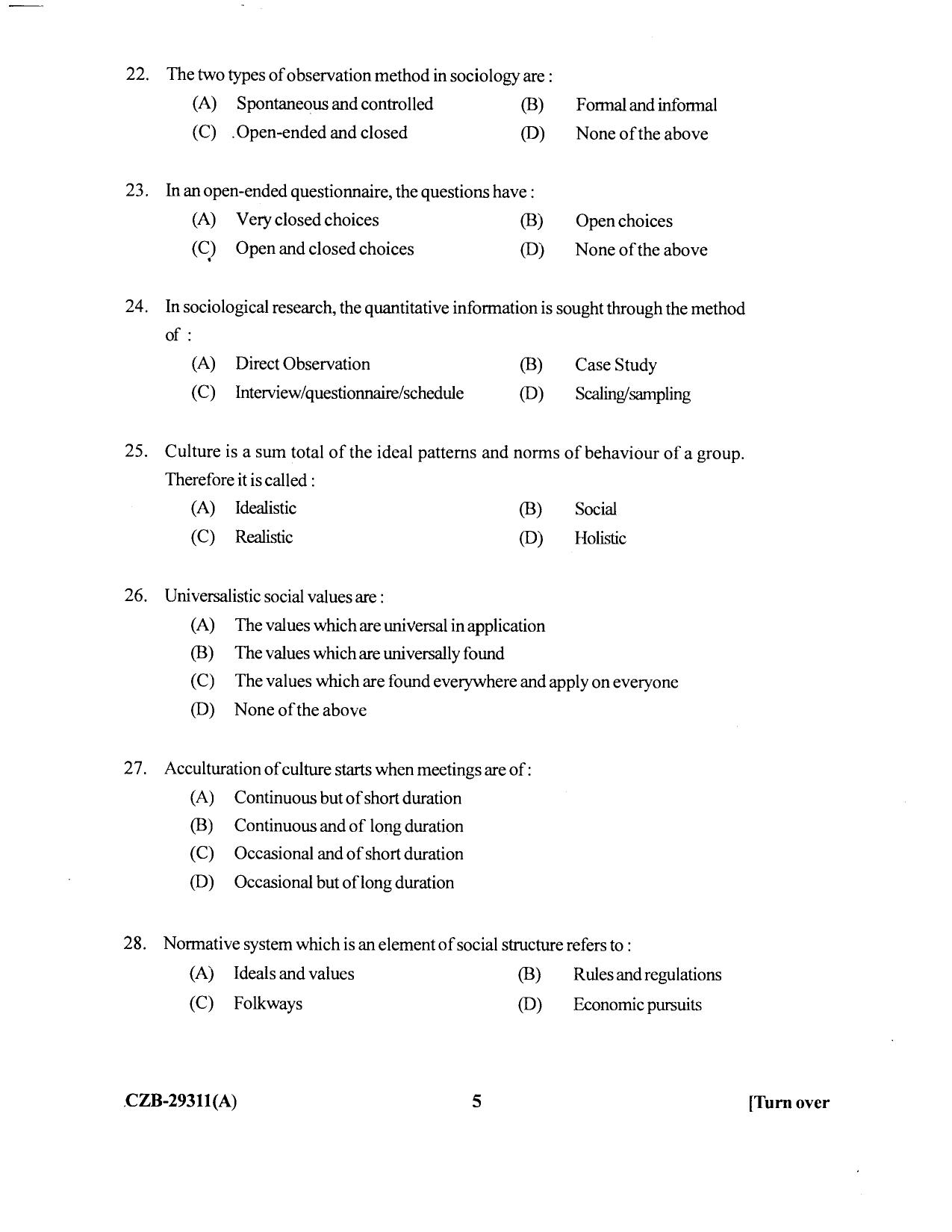 KUET 2023 M.A. Sociology Question Paper - Page 64