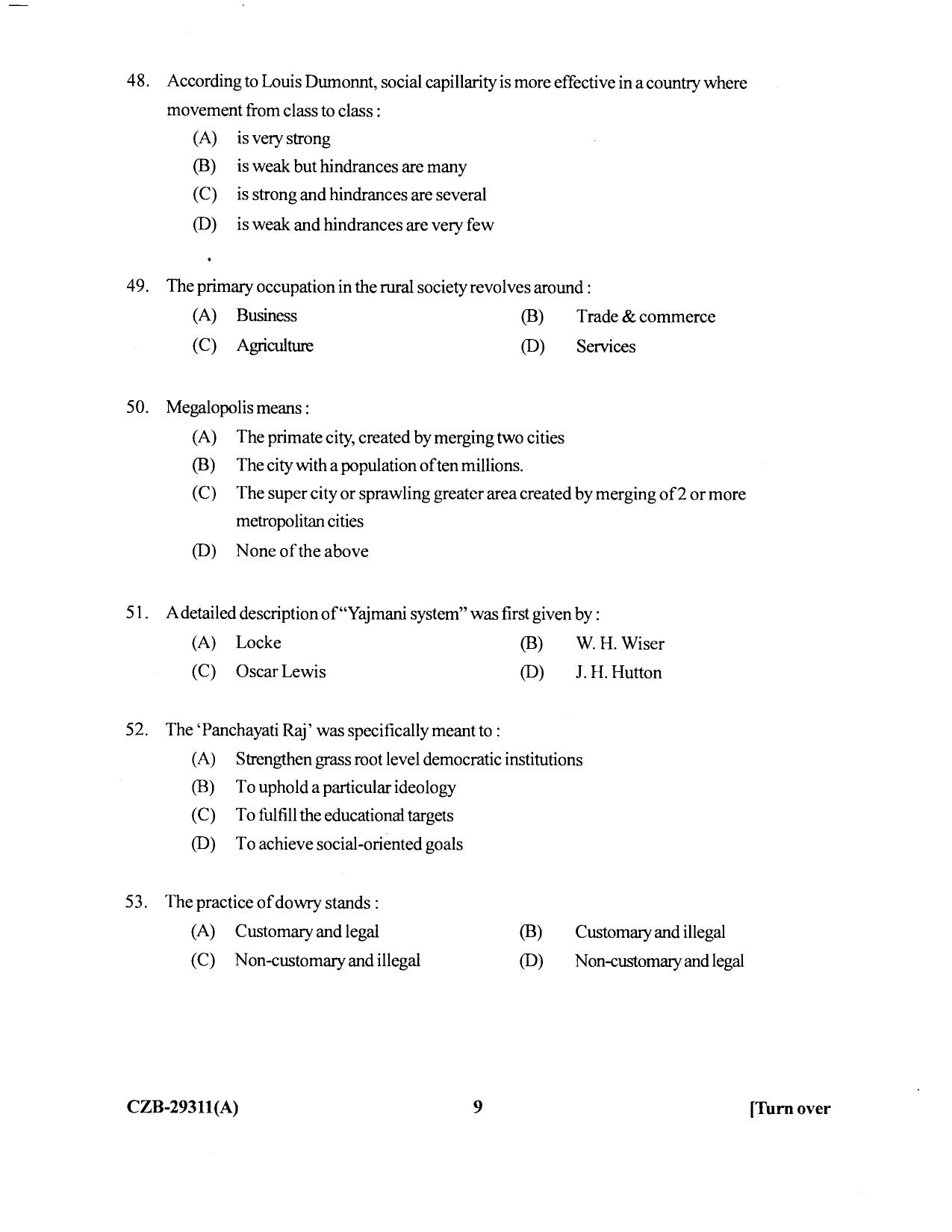 KUET 2023 M.A. Sociology Question Paper - Page 68