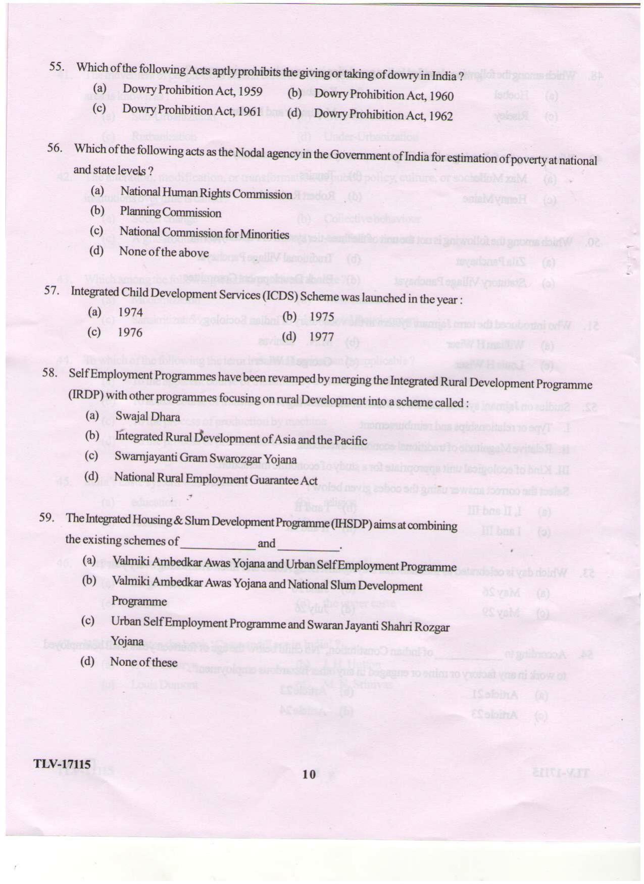 KUET 2023 M.A. Sociology Question Paper - Page 87