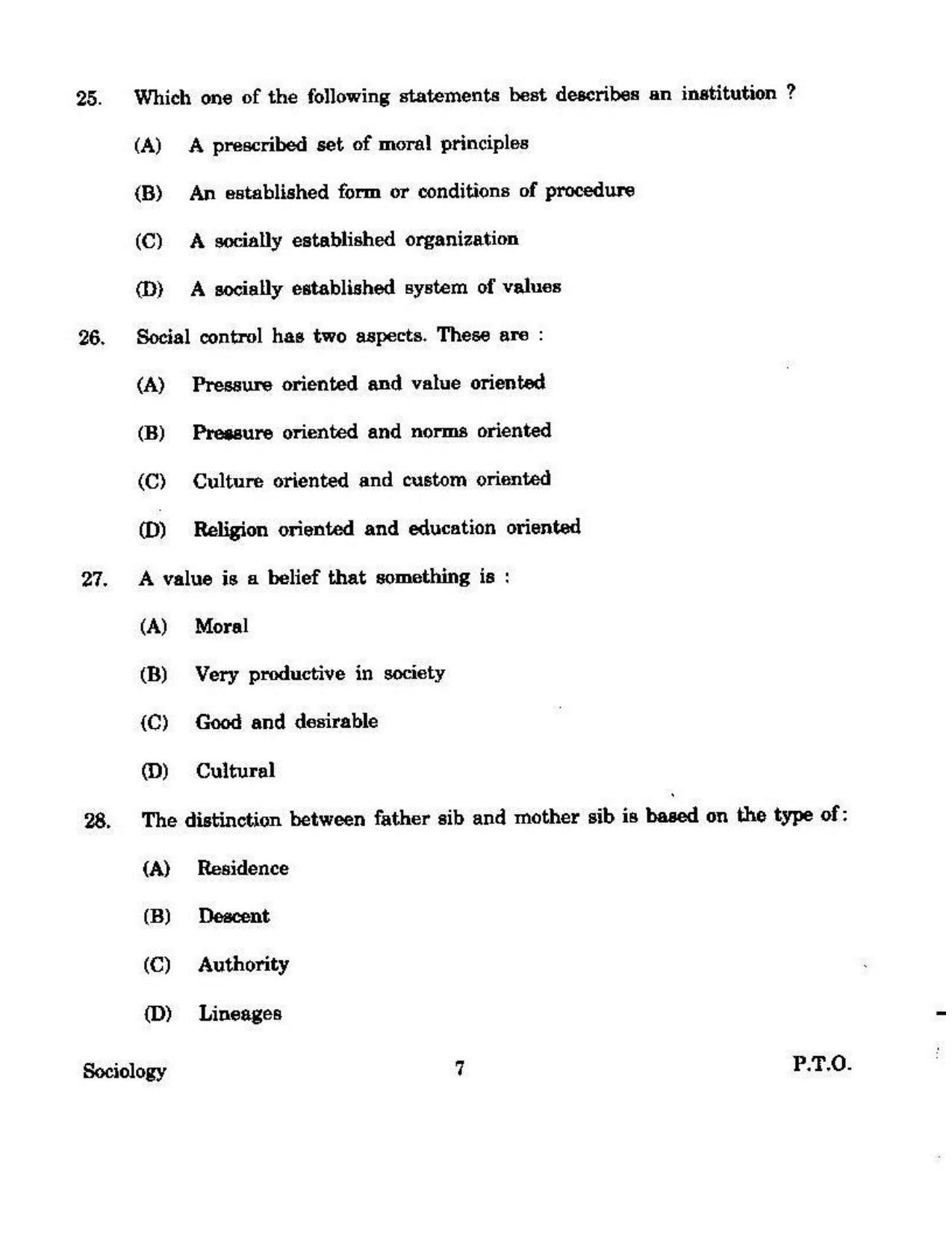 KUET 2023 M.A. Sociology Question Paper - Page 103