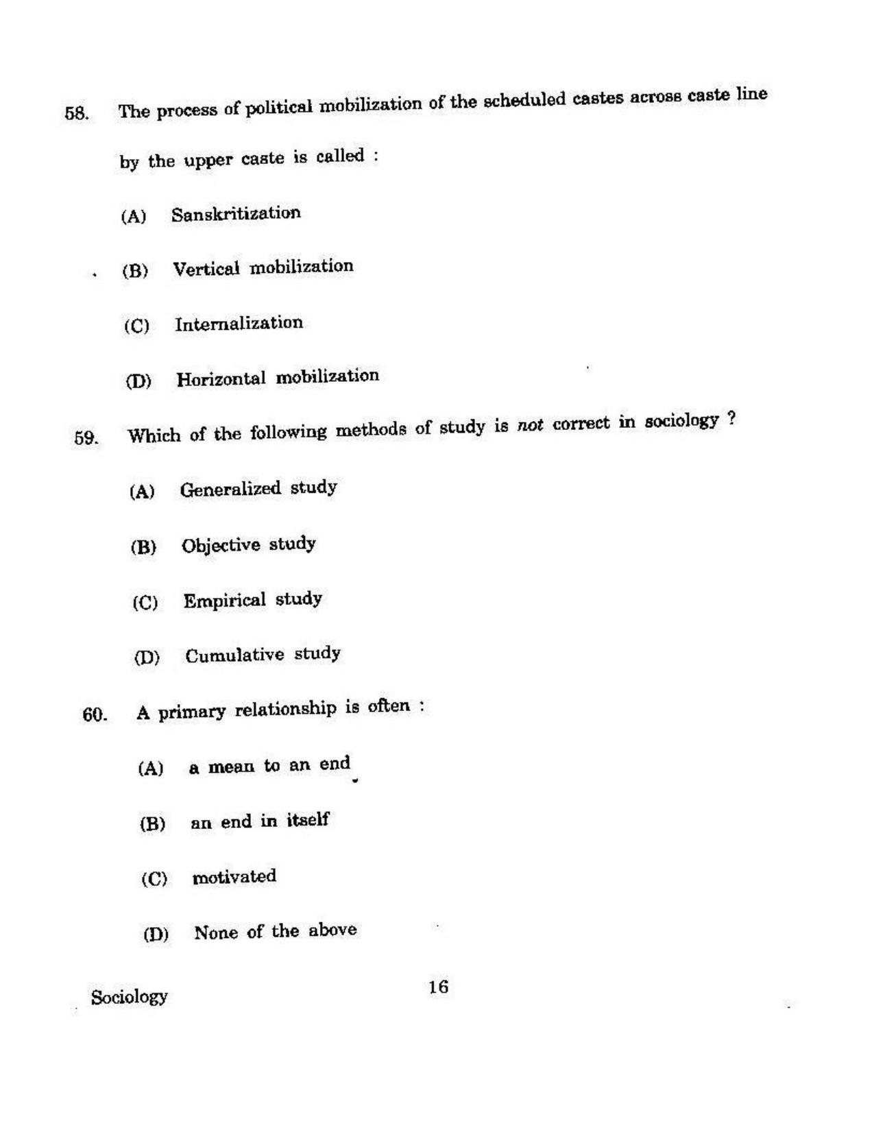 KUET 2023 M.A. Sociology Question Paper - Page 112