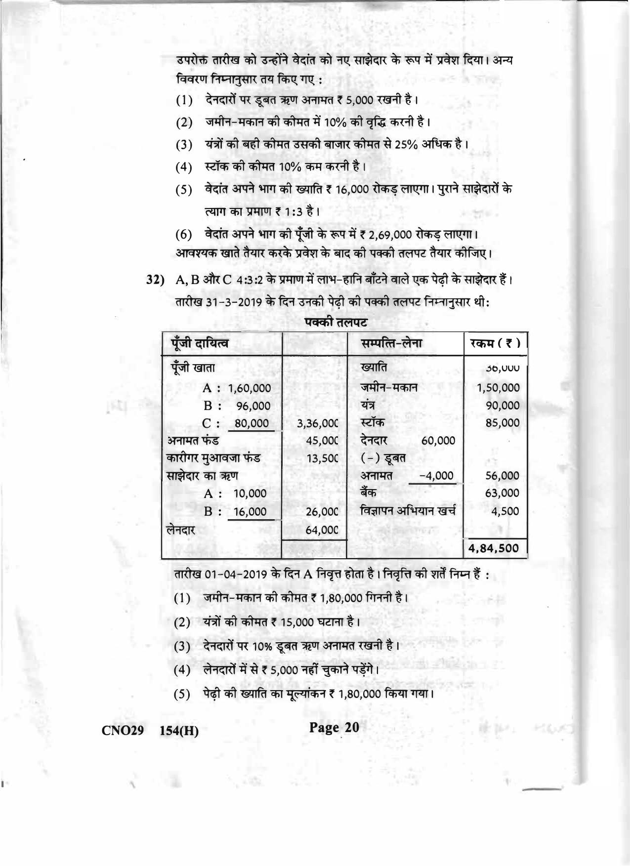 Gujarat Board Class 12th Question Paper 2020: (GHE) Elements of Accountancy - Page 20