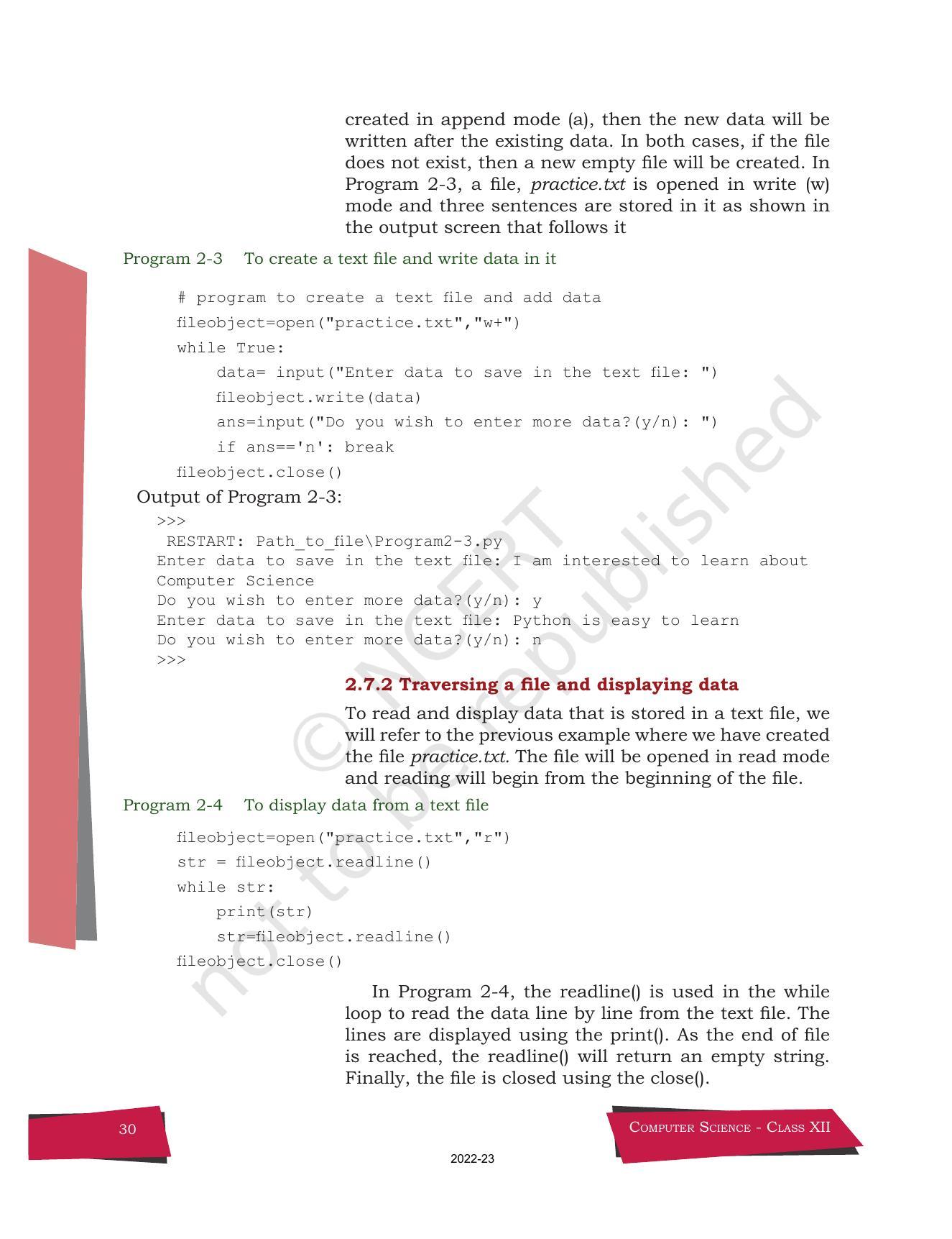 Ncert Book For Class 12 Computer Science Chapter 2 File Handling In Python