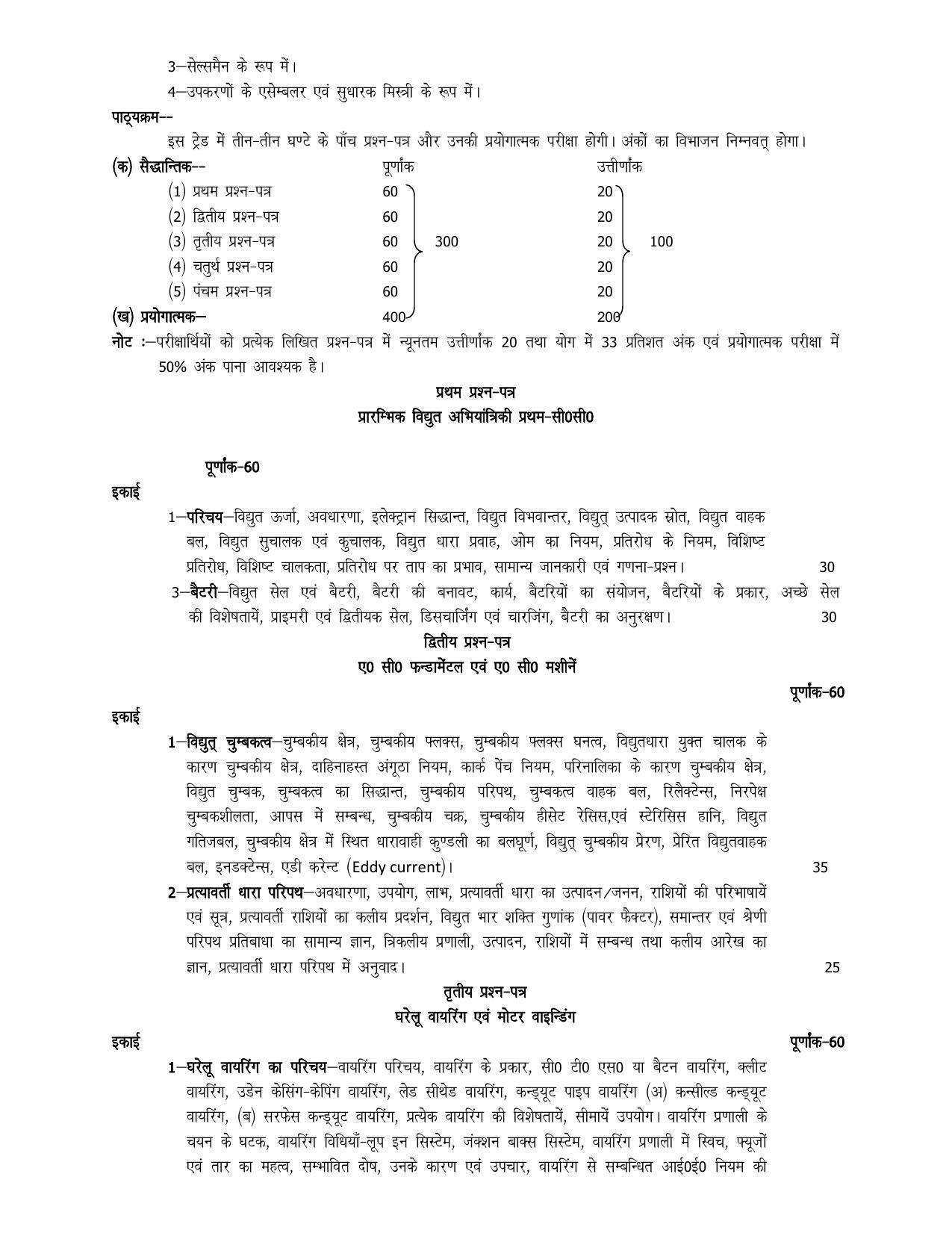 UP Board 11th Syllabus Trade 36 Domestic Electric Appliances & Repairing - Page 2