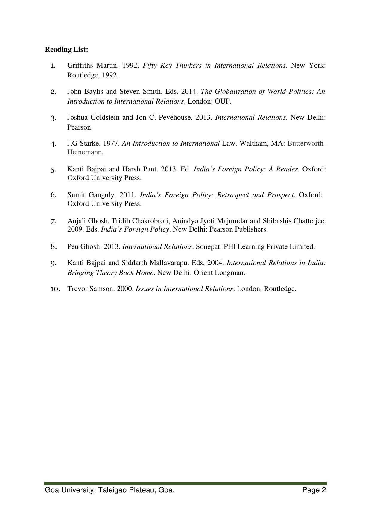 GU ART International Studies Syllabus - Page 2