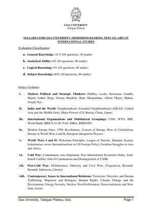 GU ART International Studies Syllabus