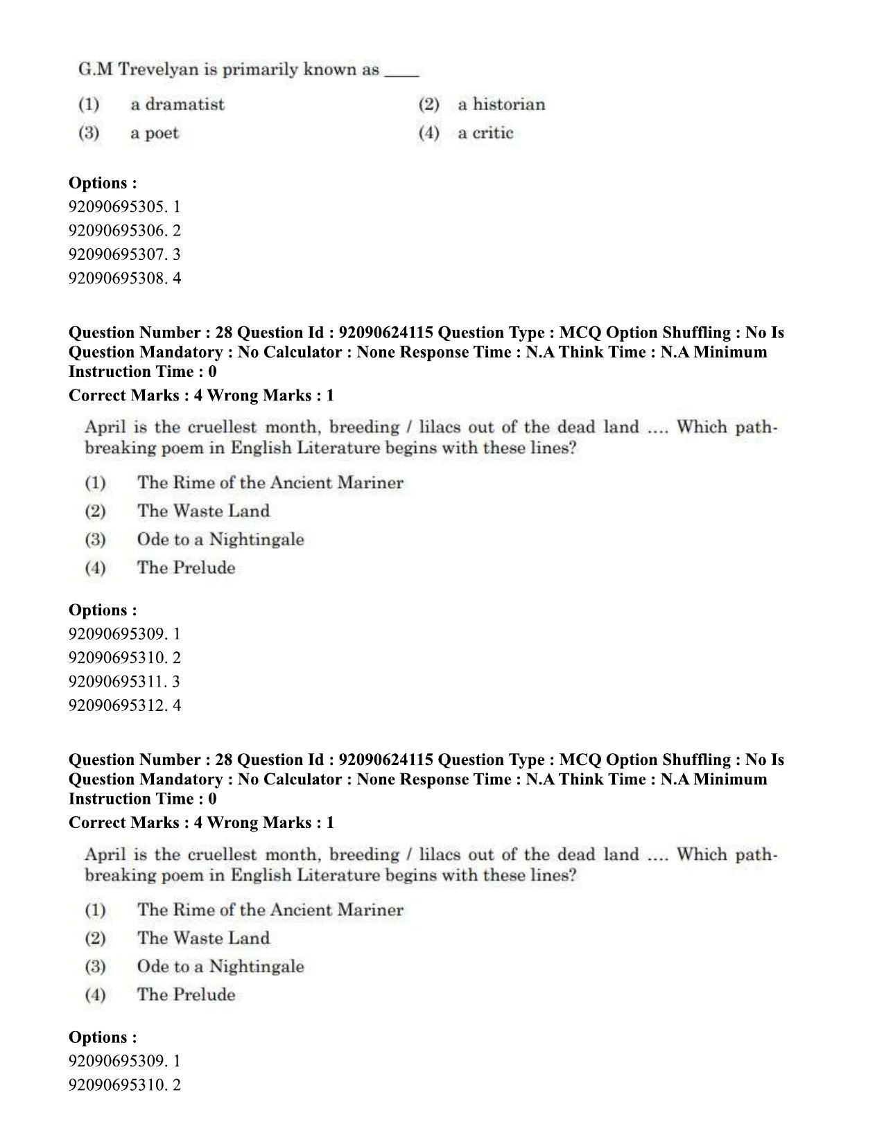 CUET PG 2023: LAQP01 – English (Hin) - Shift 3 (24-06-2023) Question Paper  - Page 26