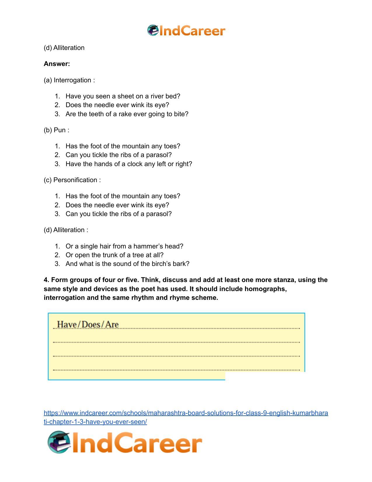 Maharashtra Board Solutions for Class 9- English Kumarbharati: Chapter 1.3- Have you ever seen…? - Page 9