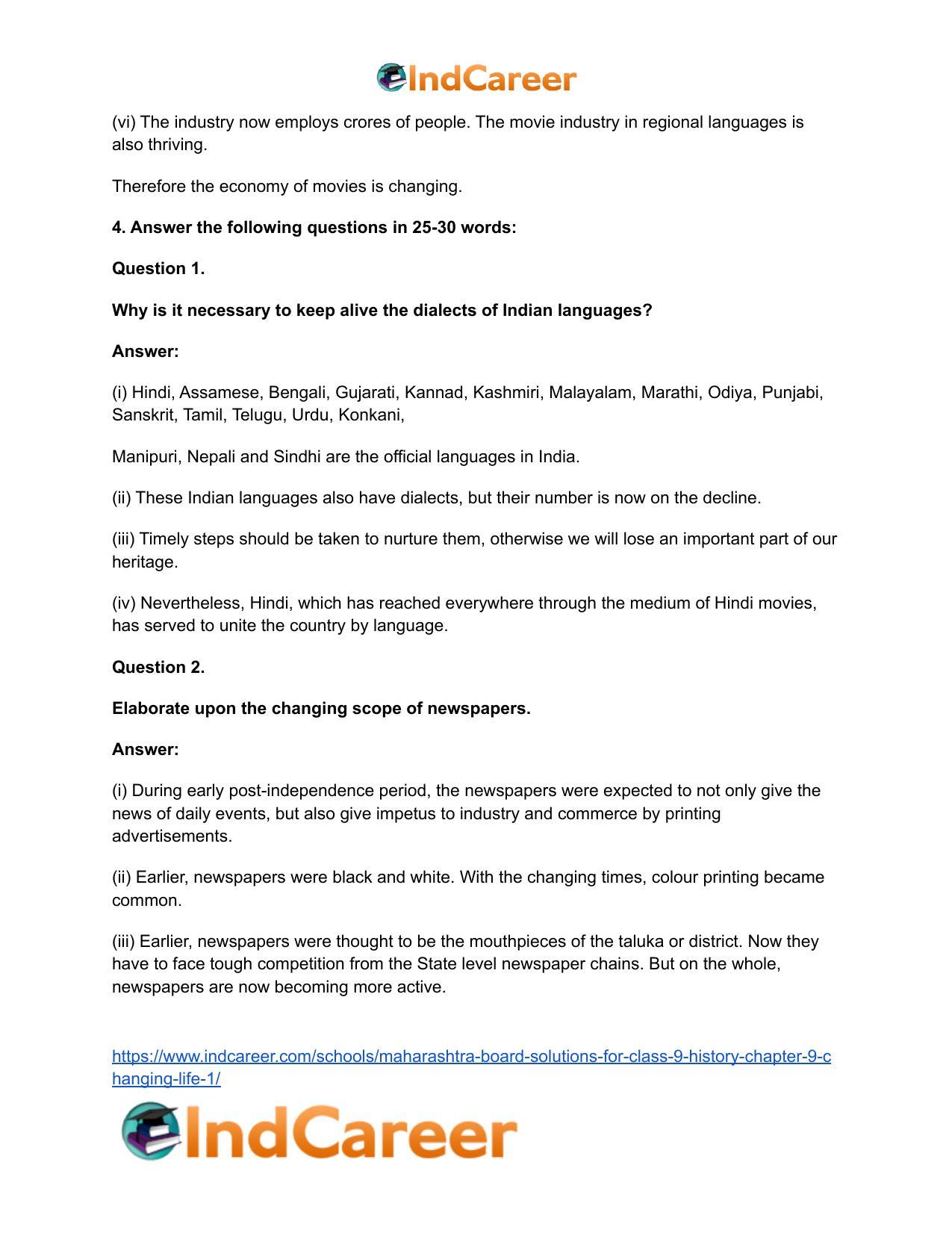Maharashtra Board Solutions for Class 9- History: Chapter 10- Changing Life 2 - Page 5