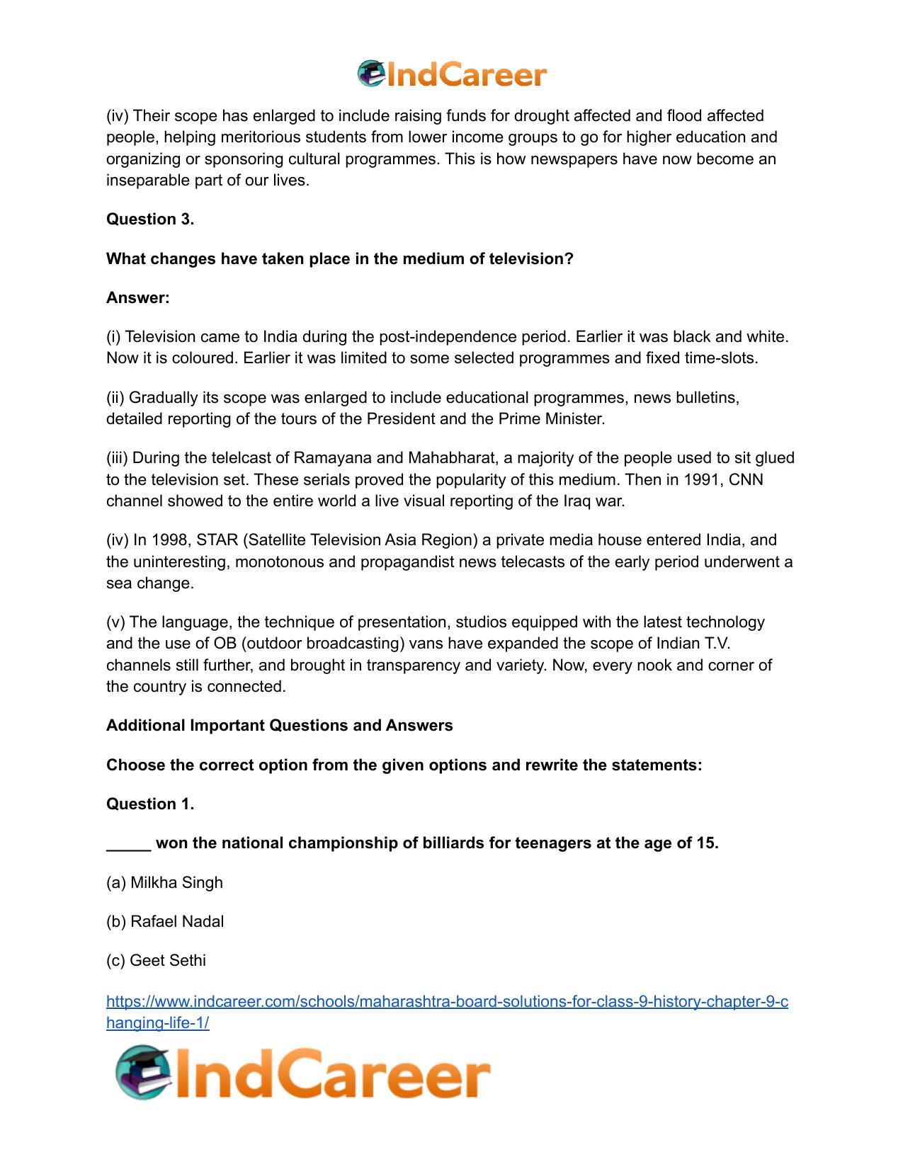 Maharashtra Board Solutions for Class 9- History: Chapter 10- Changing Life 2 - Page 6