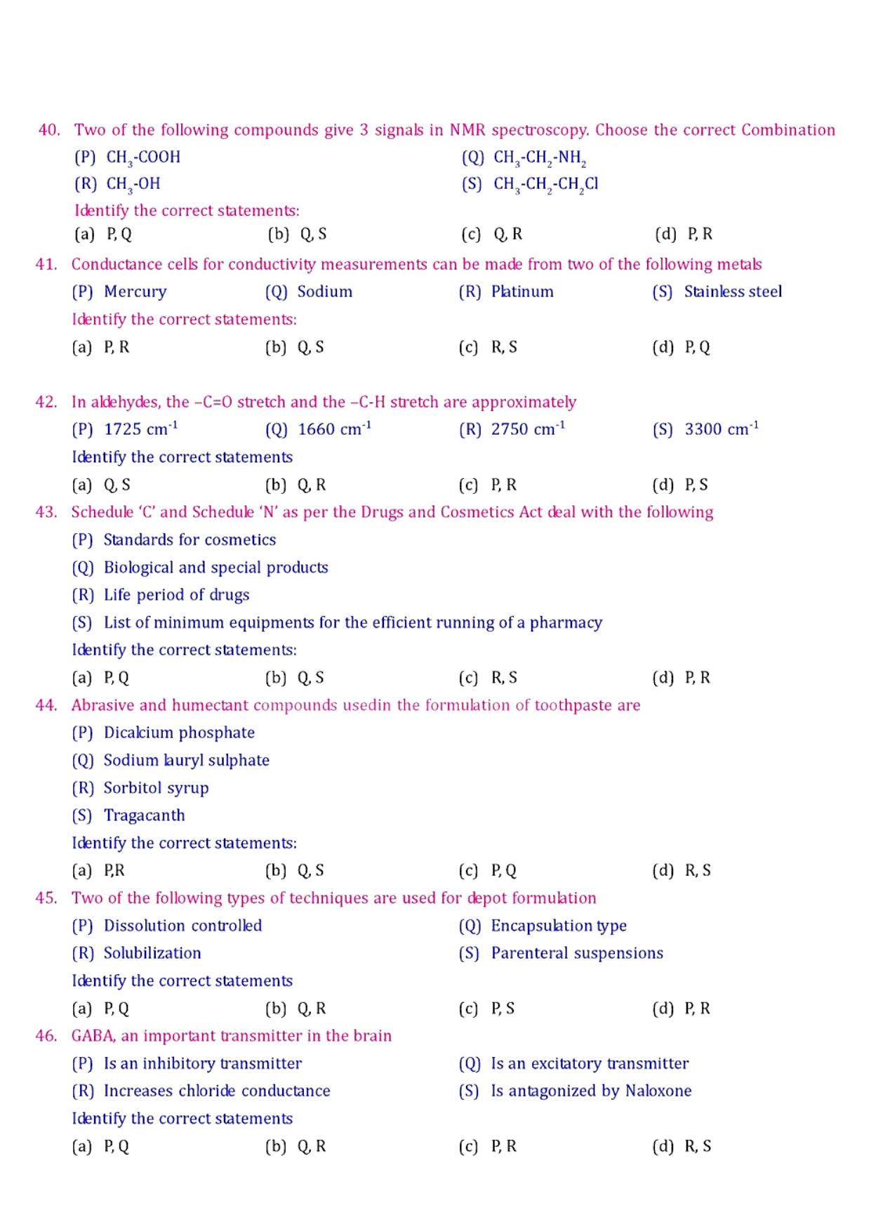 GPAT 2006 Question Paper with Answer Key - Page 7