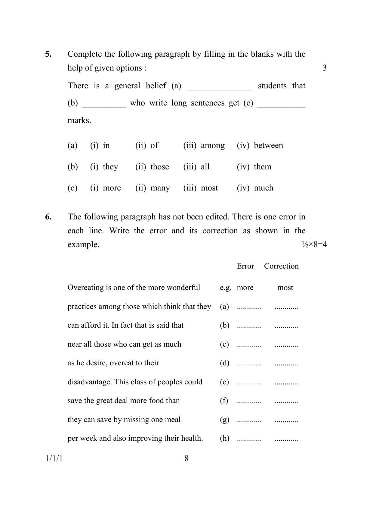 CBSE Class 10 1-1-1 ENGLISH COMMUNICATIVE 2016 Question Paper - Page 8