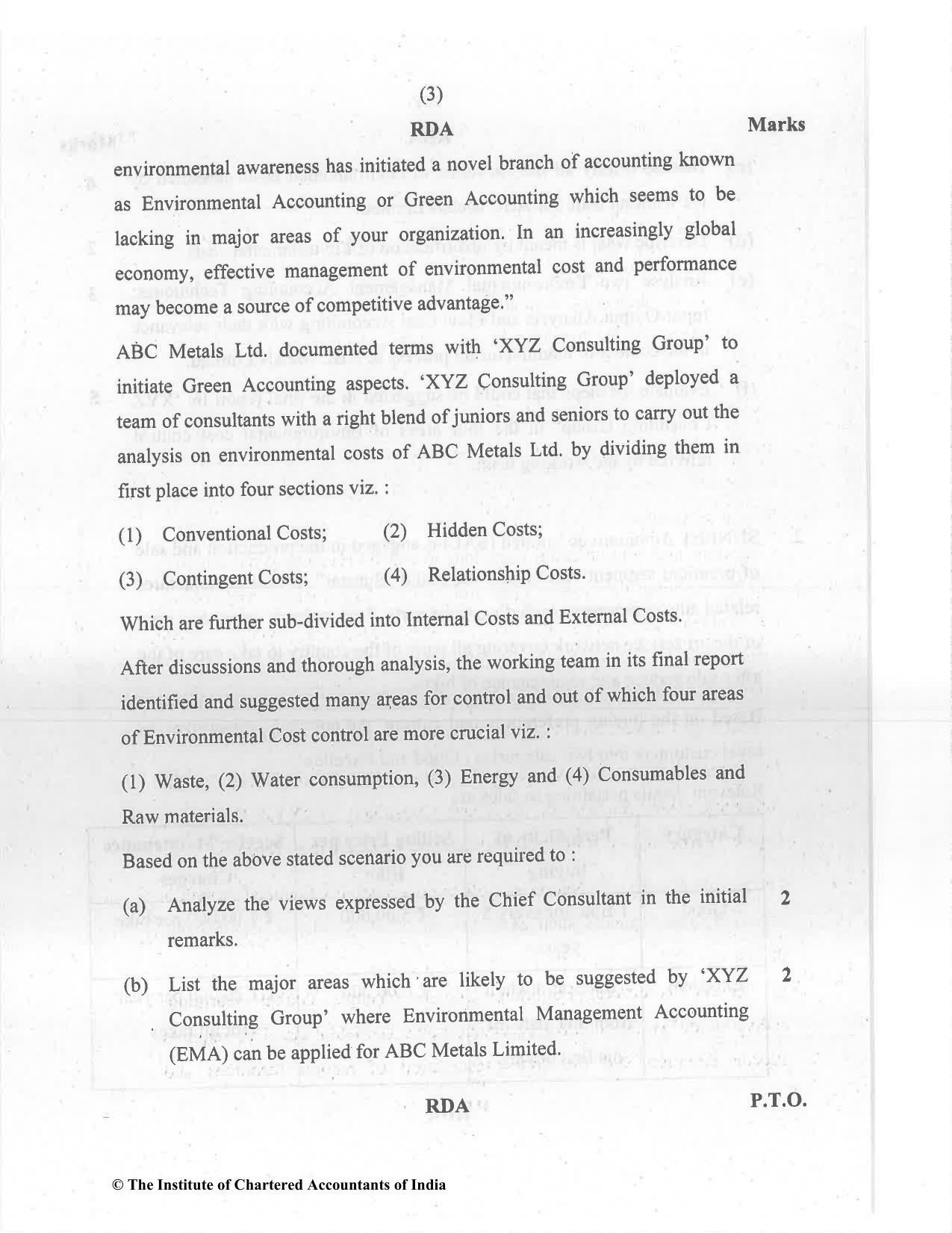 CA Final Dec 2021 Question Paper - Paper 5 – Strategic Cost Management and Performance Evaluation - Page 3