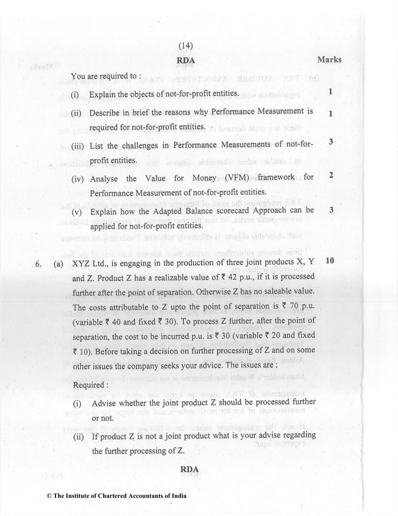 CA Final Dec 2021 Question Paper - Paper 5 – Strategic Cost Management and Performance Evaluation - Page 14
