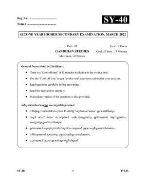 Kerala Plus Two Question Paper 2022 - Gandhian Studies