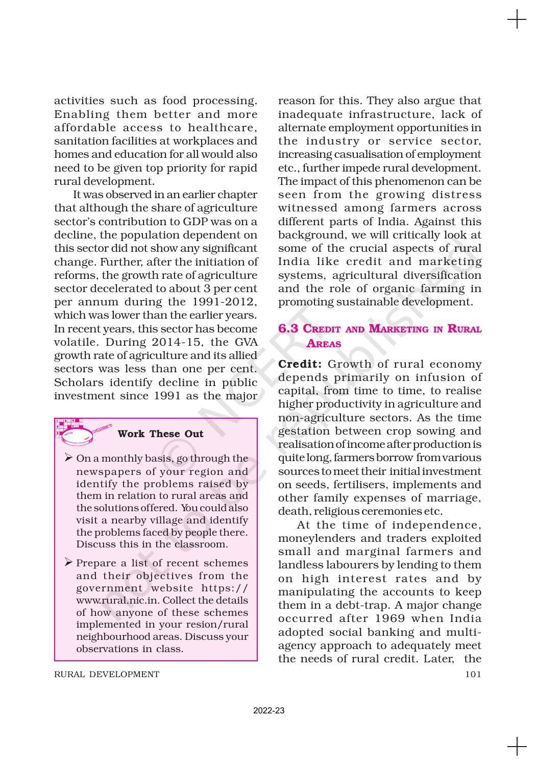 NCERT Book for Class 11 Economics (Indian Economics) Chapter 6 Rural Development - Page 3