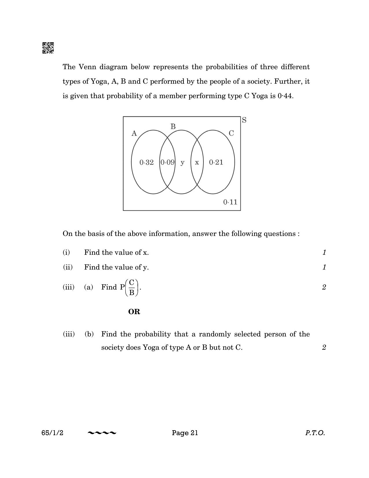 CBSE Class 12 65-1-2 MATHEMATICS 2023 Question Paper - Page 21