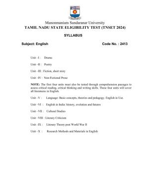 TNSET Syllabus - English