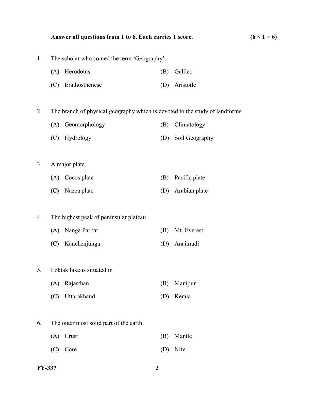 Kerala Plus One 2021 Geography Question Papers (Model) - Page 2