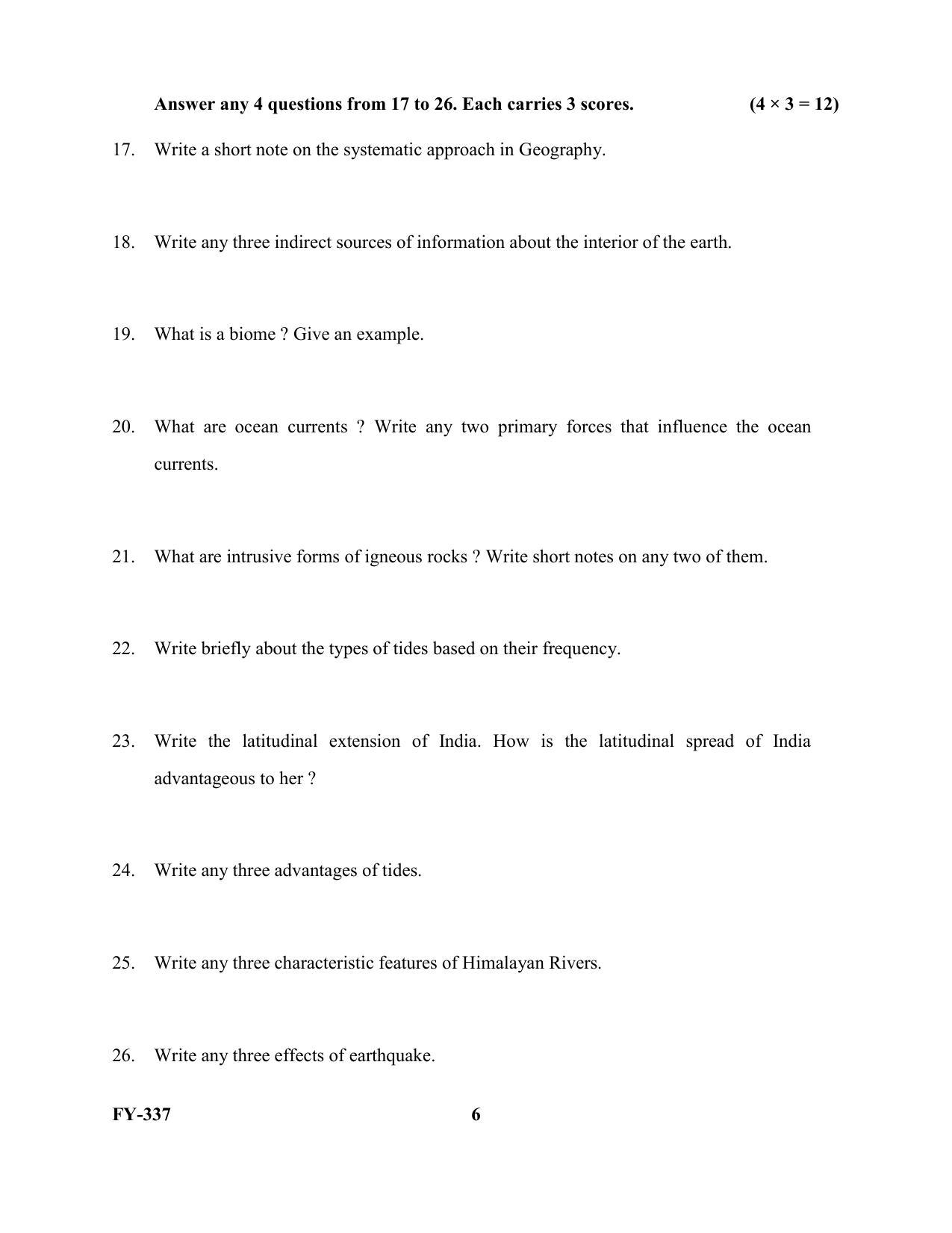 Kerala Plus One 2021 Geography Question Papers (Model) - Page 6