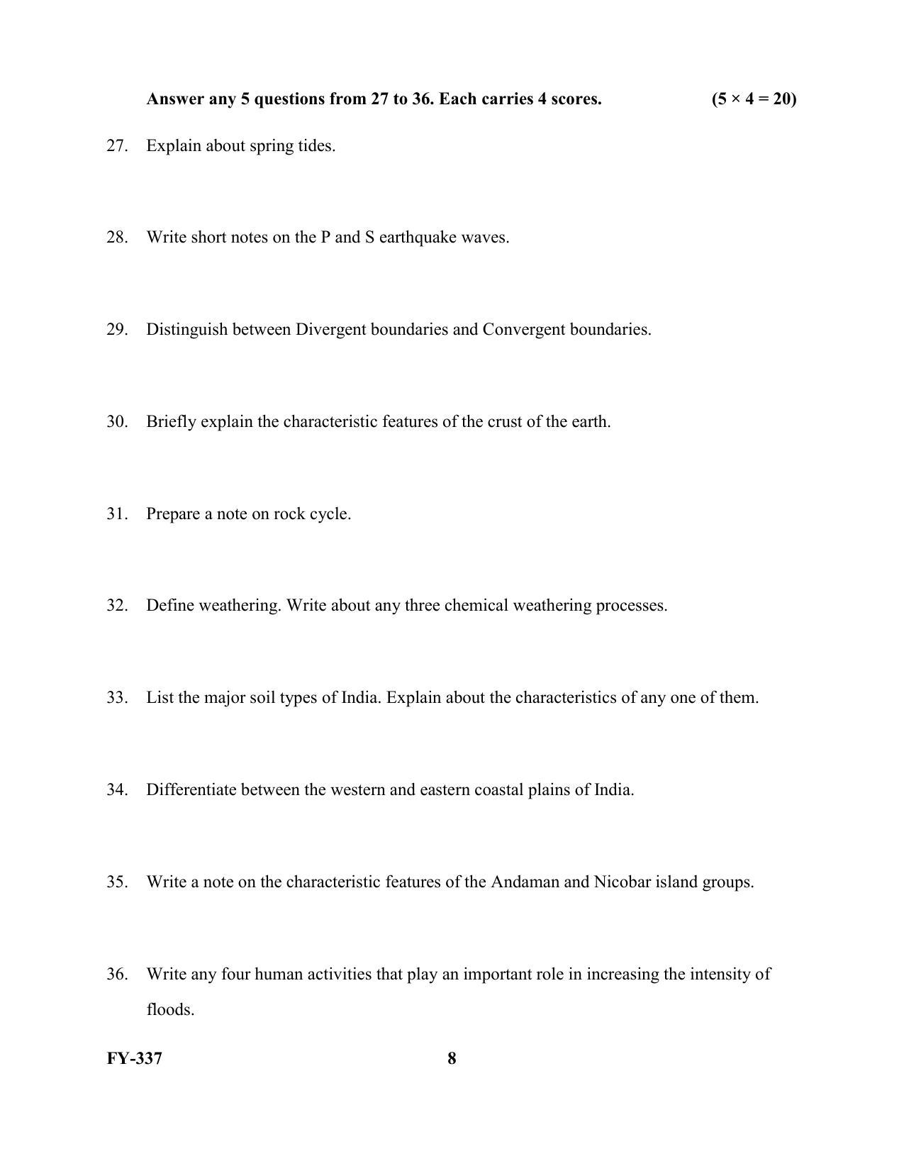 Kerala Plus One 2021 Geography Question Papers (Model) - Page 8