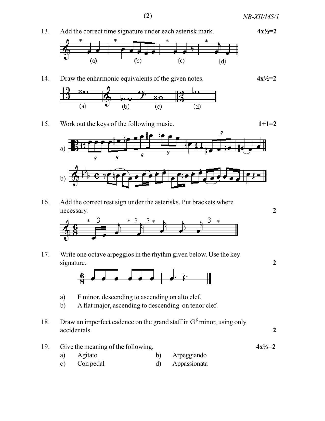 Nagaland Board Class 12 Music 2021 Question Paper - Page 2