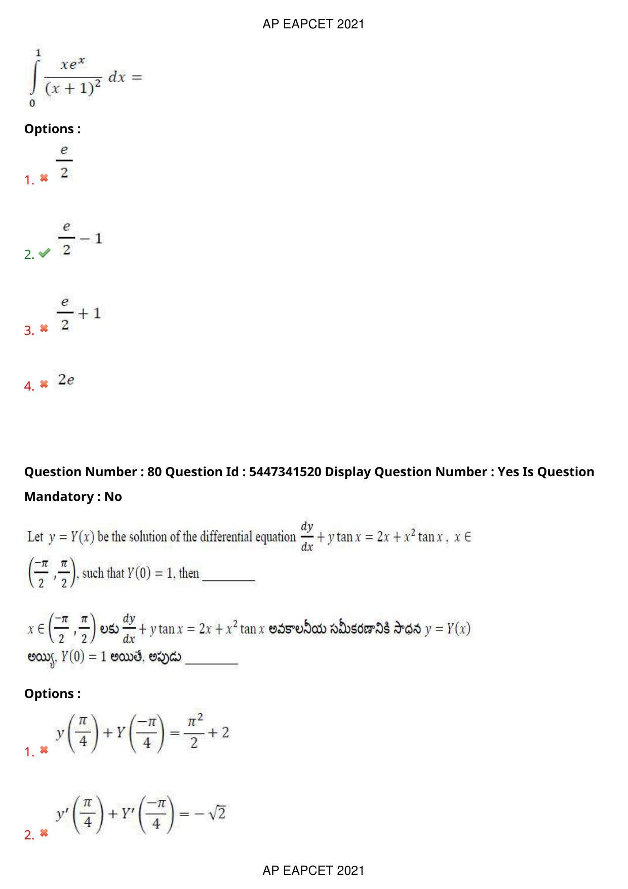 AP EAPCET 2021 - August 25,2021 Shift 2 - Master Engineering Question Paper With Preliminary Keys - Page 51