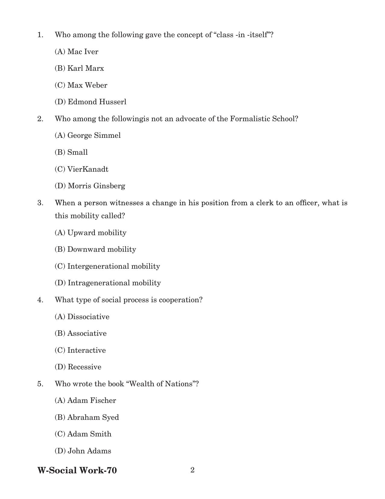 Odisha CPET 2022 SOCIAL WORK Question Paper - Page 2