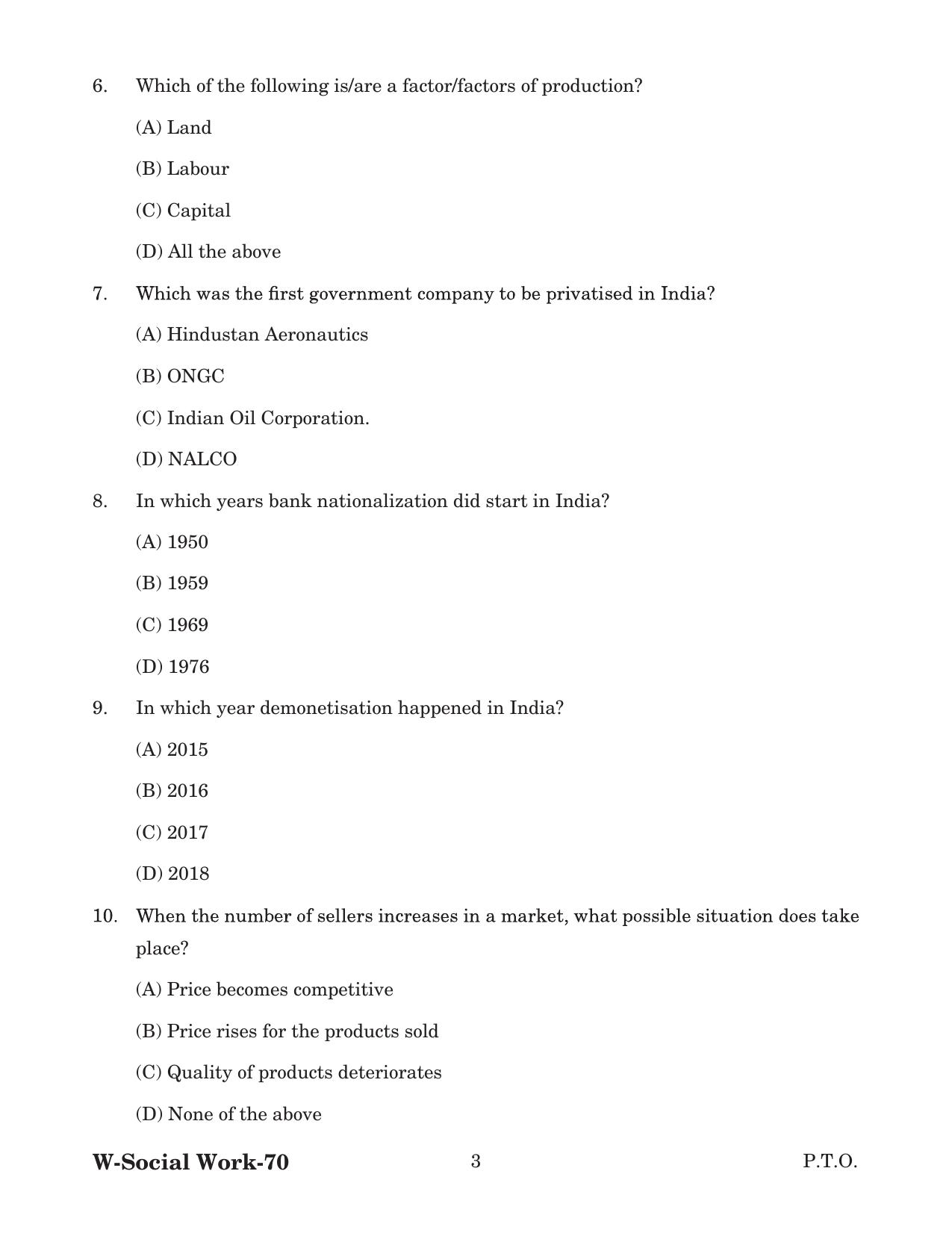 Odisha CPET 2022 SOCIAL WORK Question Paper - Page 3