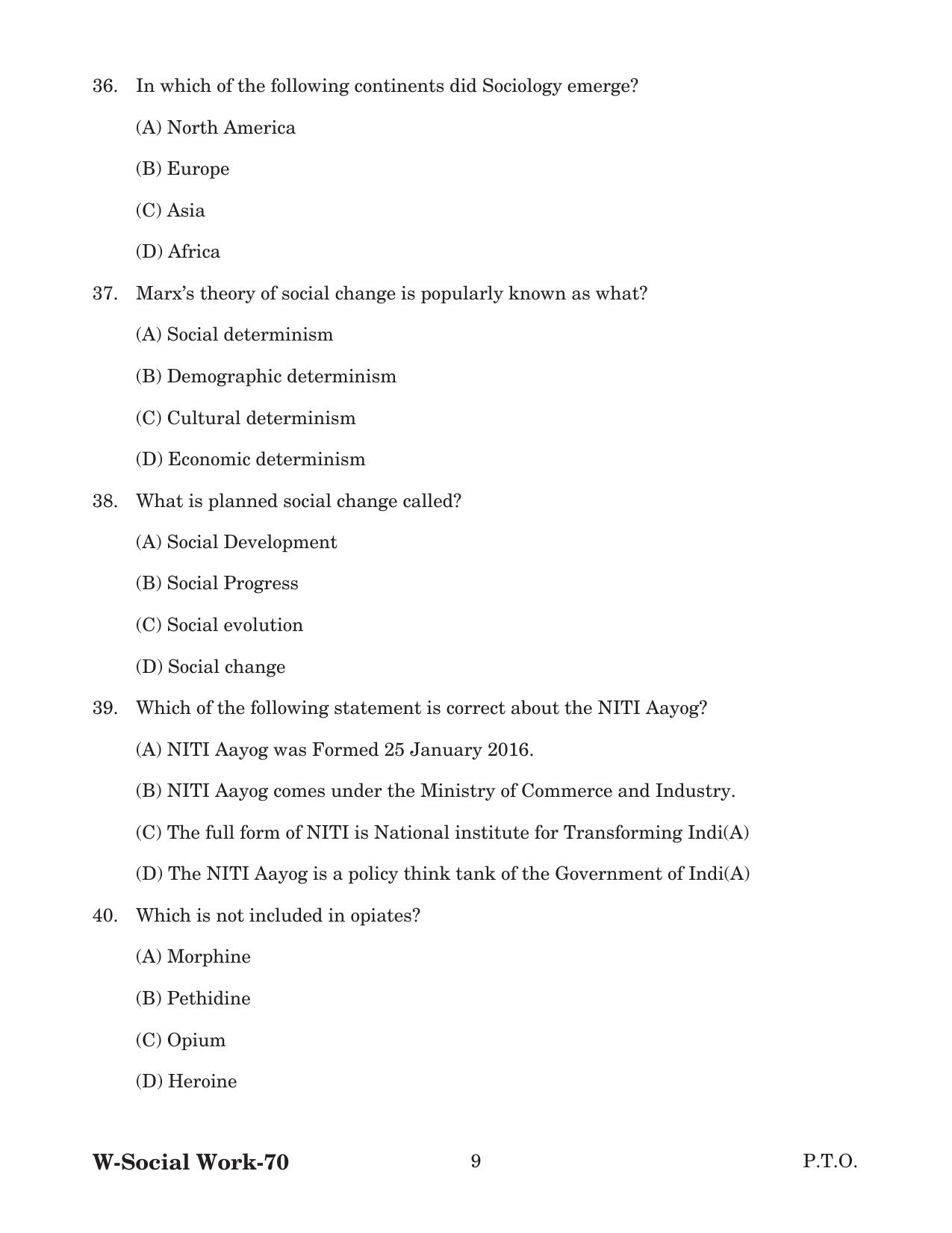 Odisha CPET 2022 SOCIAL WORK Question Paper - Page 9