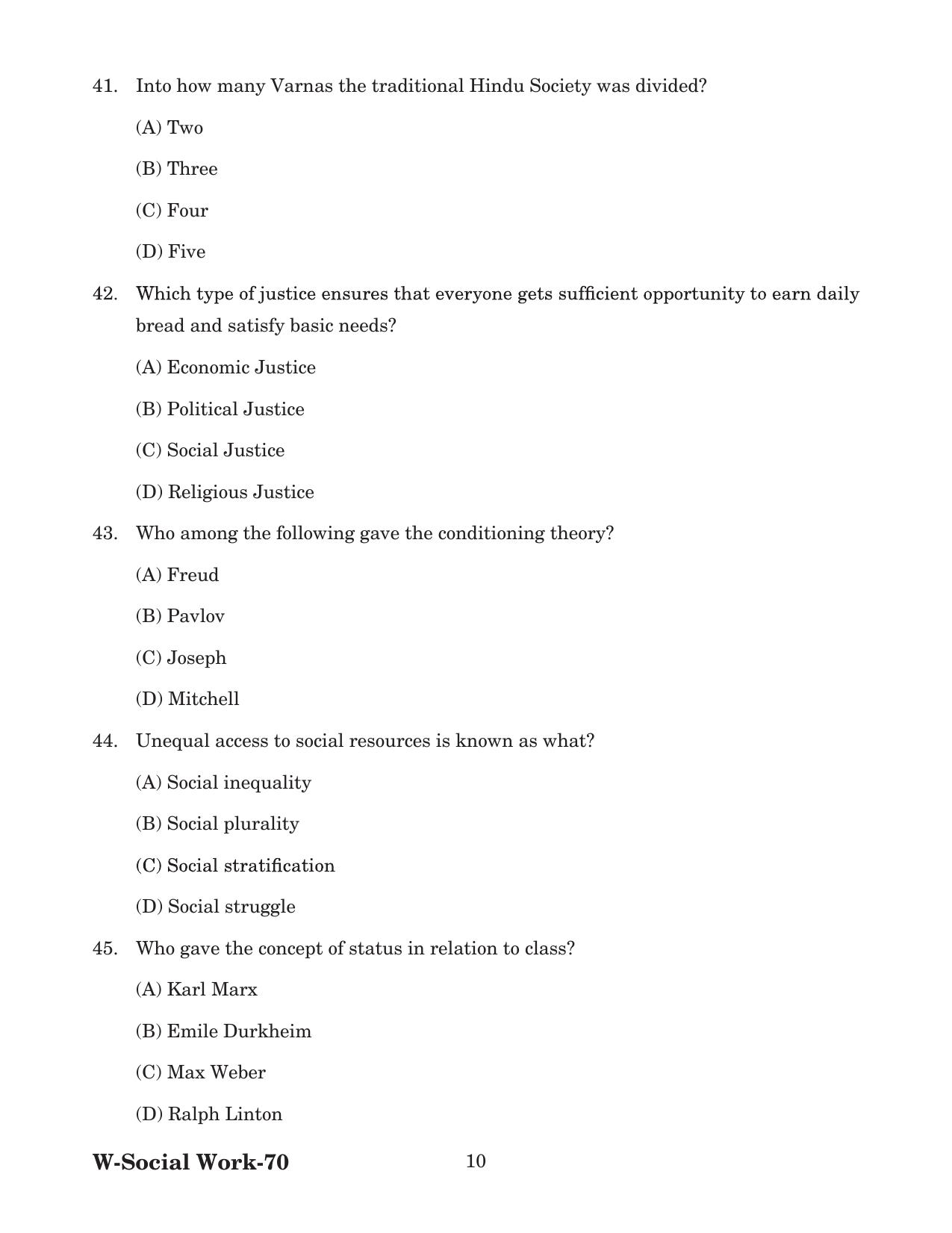 Odisha CPET 2022 SOCIAL WORK Question Paper - Page 10