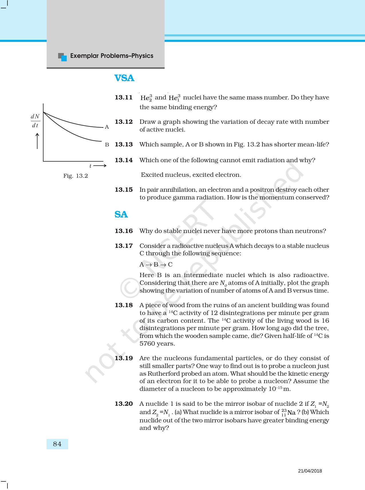 NCERT Exemplar Book for Class 12 Physics: Chapter 13 Nuclei - Page 4