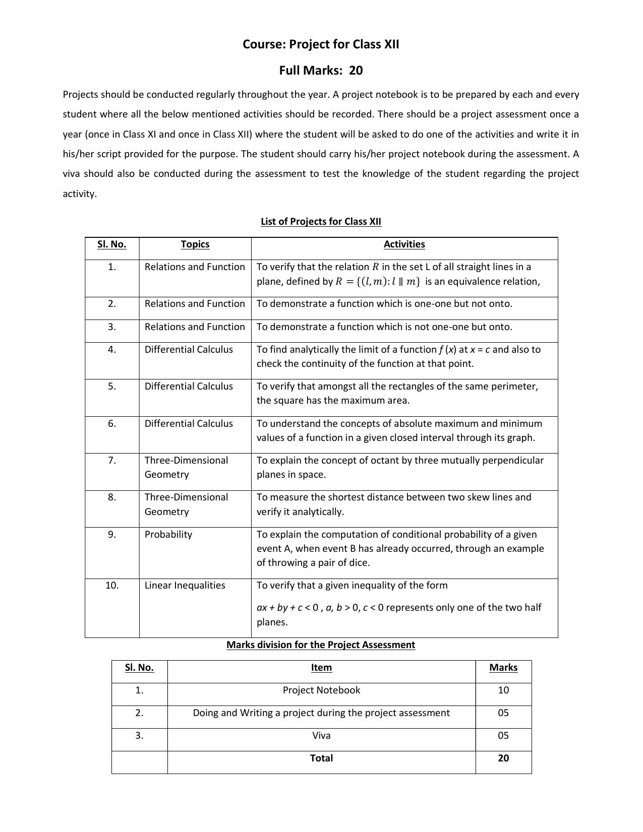 WBCHSE Class 11 & 12 Syllabus for Mathematics (MATH) (SET III) - Page 11
