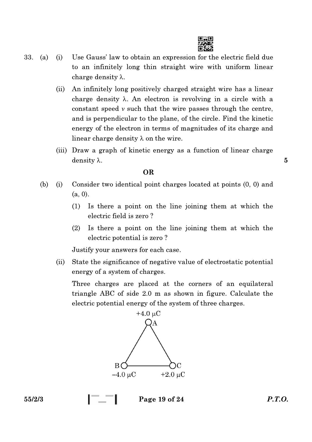 CBSE Class 12 55-2-3 Physics 2023 Question Paper - Page 19