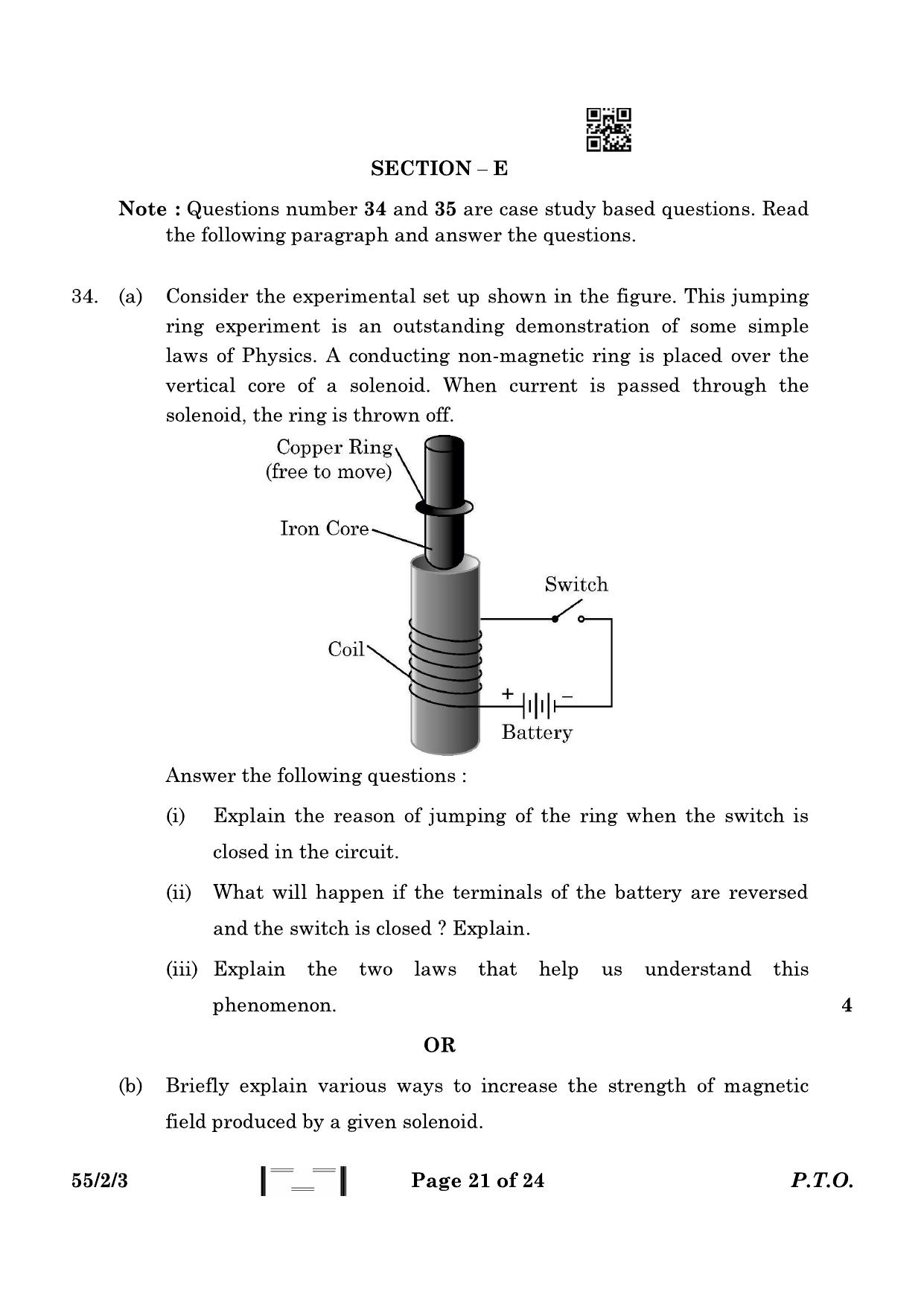 CBSE Class 12 55-2-3 Physics 2023 Question Paper - Page 21