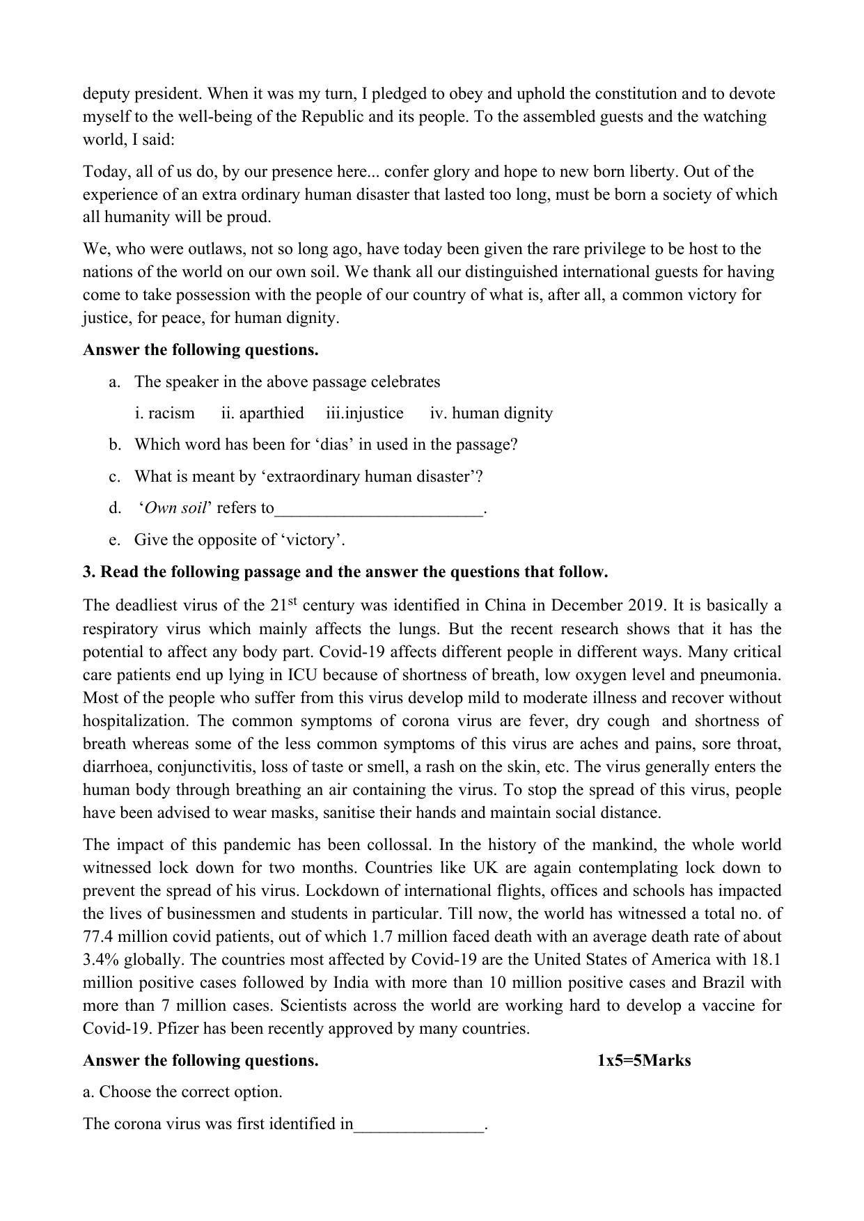 JKBOSE Class 10 English Model Question Paper 2023 - Page 2