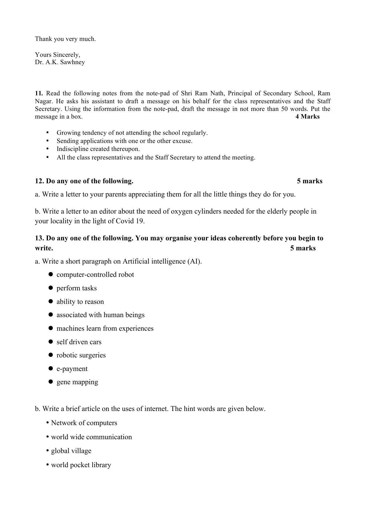 JKBOSE Class 10 English Model Question Paper 2023 - Page 5