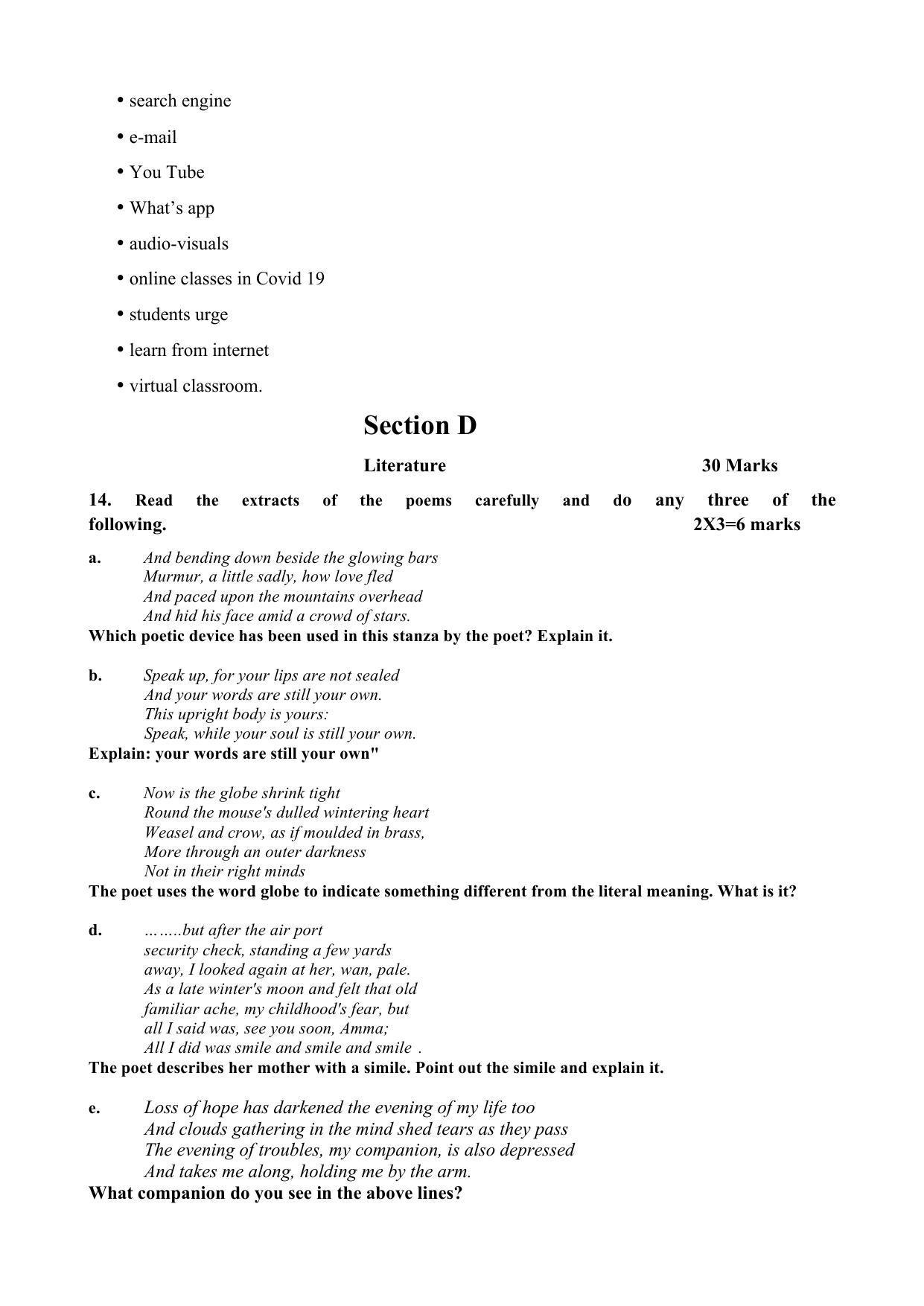 JKBOSE Class 10 English Model Question Paper 2023 - Page 6