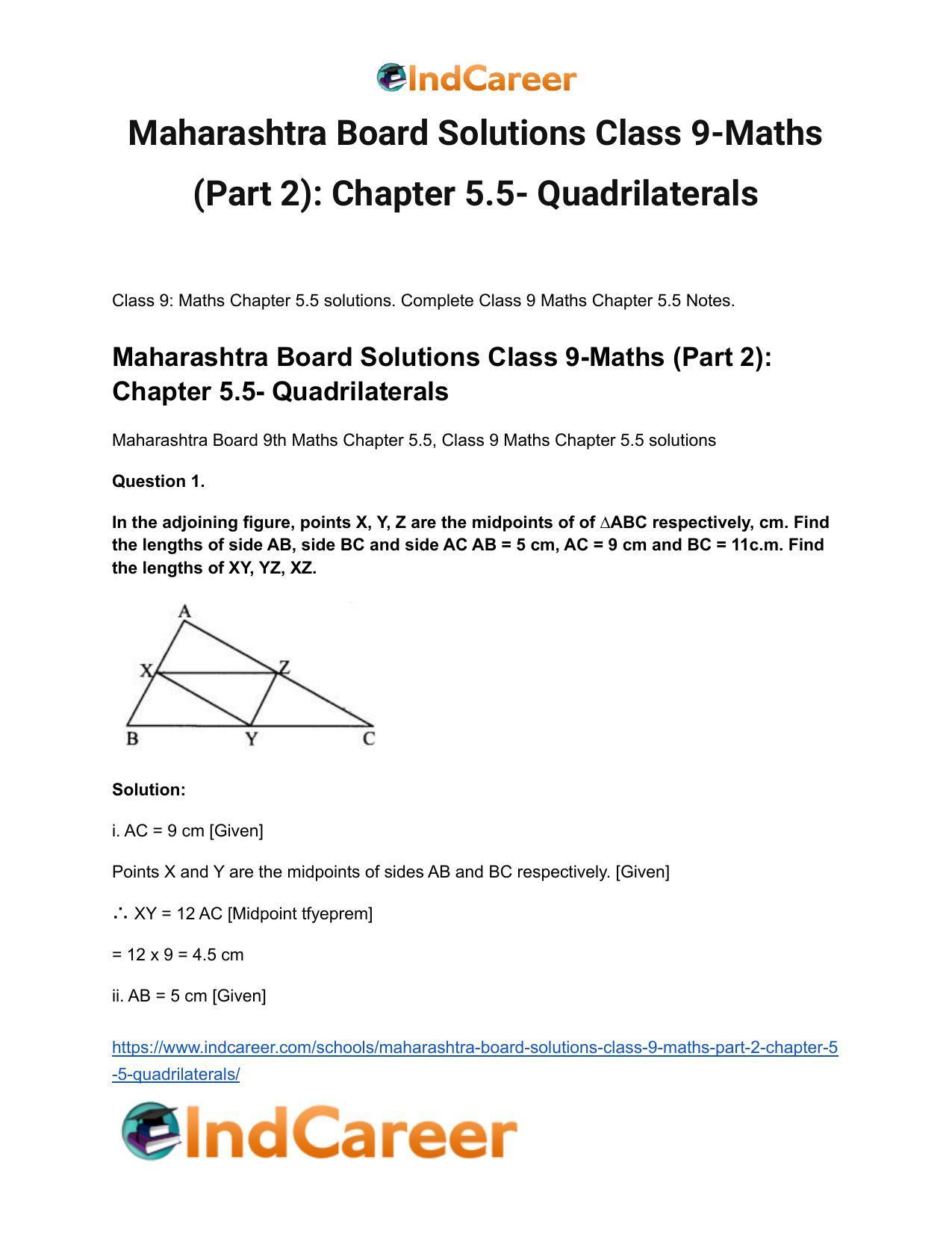 Maharashtra Board Solutions Class 9-Maths (Part 2): Chapter 5.5- Quadrilaterals - Page 2