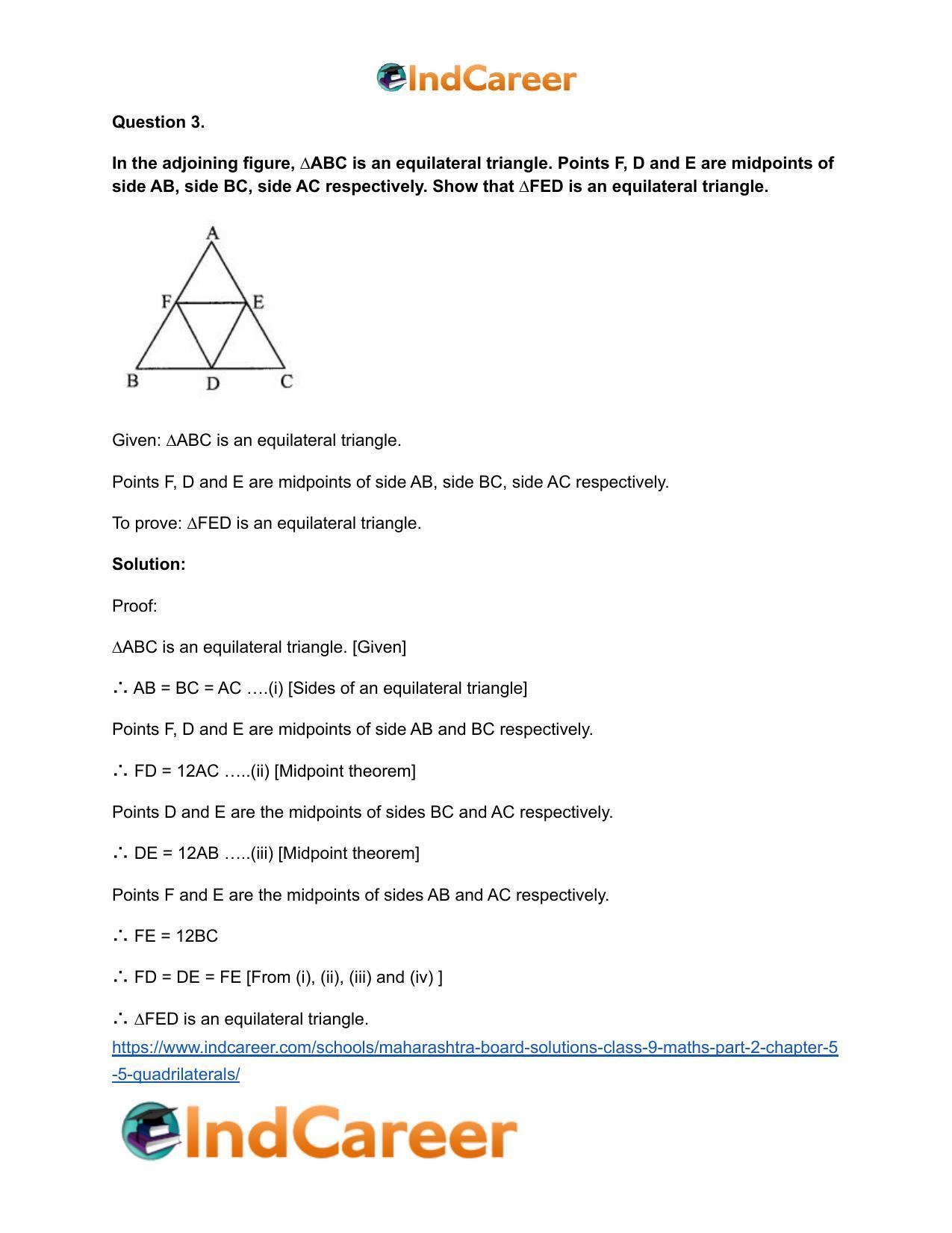 Maharashtra Board Solutions Class 9-Maths (Part 2): Chapter 5.5- Quadrilaterals - Page 5