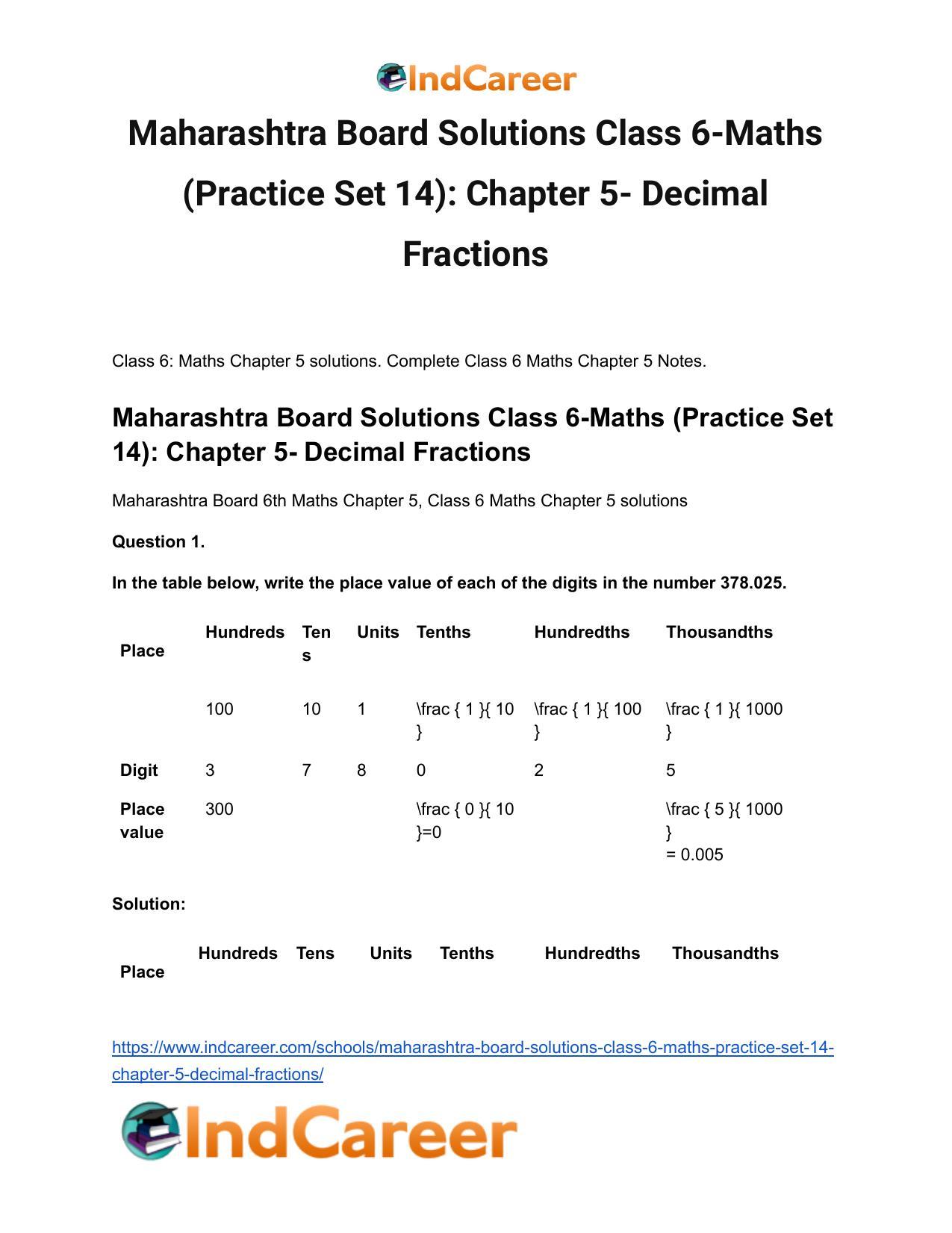 Maharashtra Board Solutions Class 6-Maths (Practice Set 14): Chapter 5- Decimal Fractions - Page 2