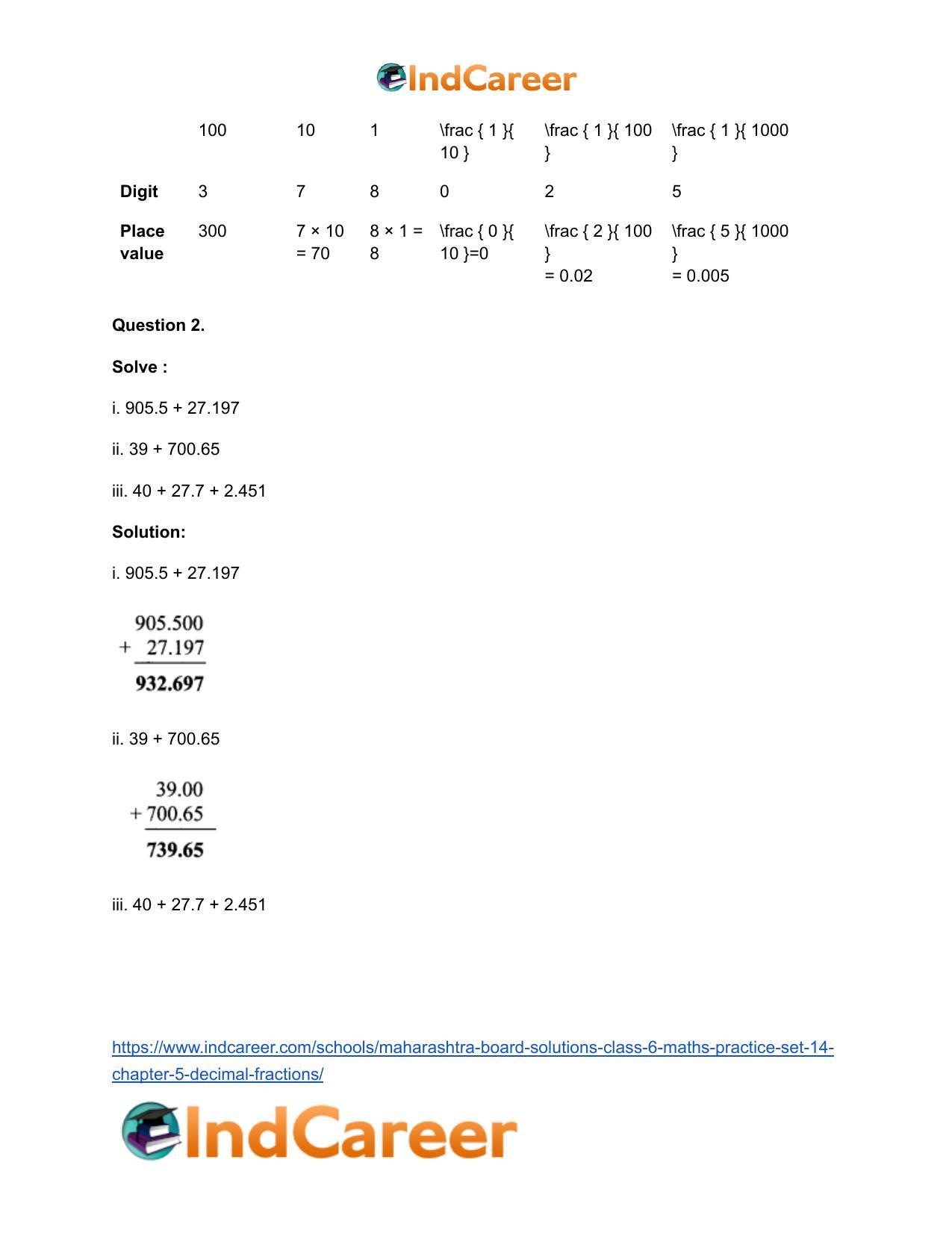 Maharashtra Board Solutions Class 6-Maths (Practice Set 14): Chapter 5- Decimal Fractions - Page 3