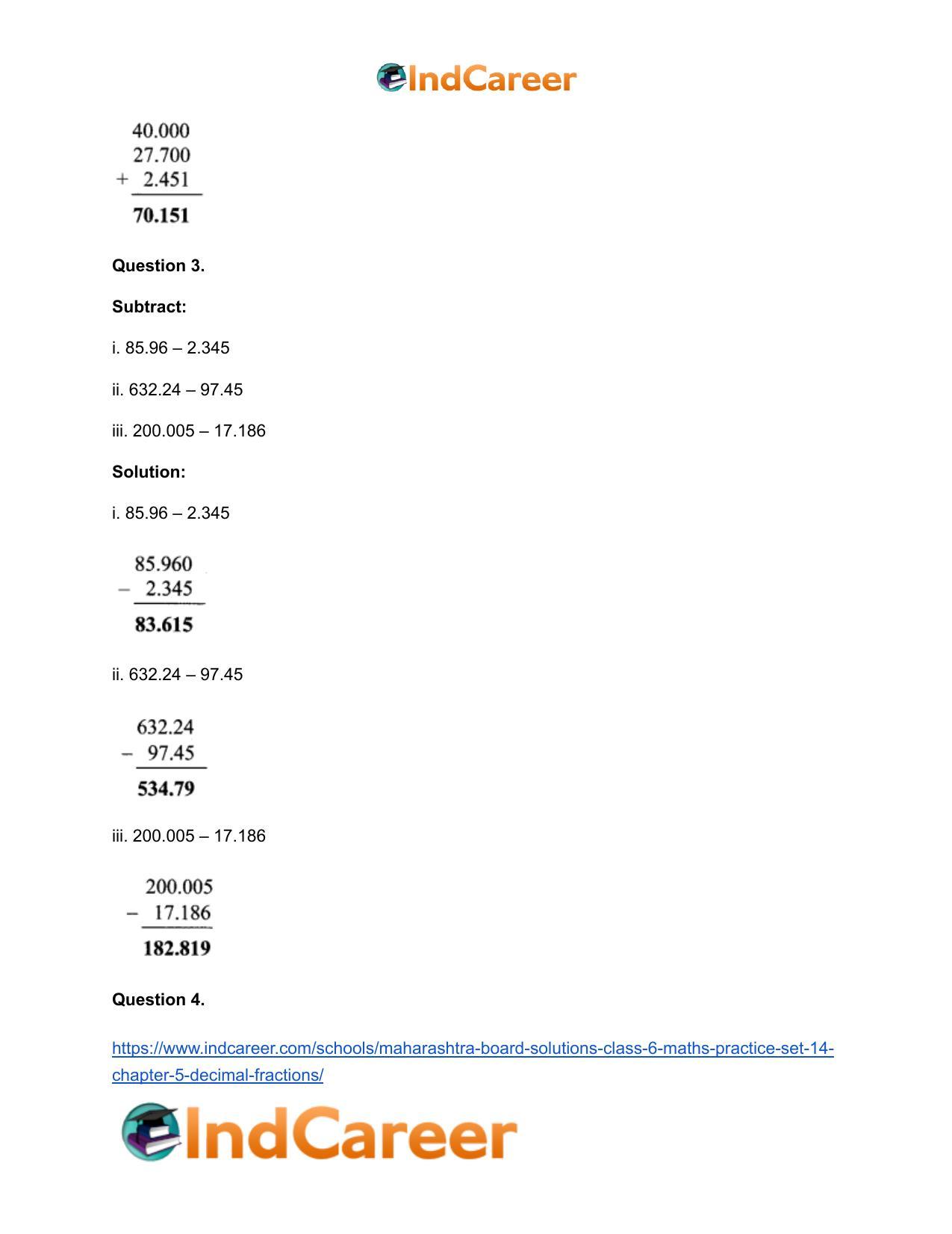 Maharashtra Board Solutions Class 6-Maths (Practice Set 14): Chapter 5- Decimal Fractions - Page 4