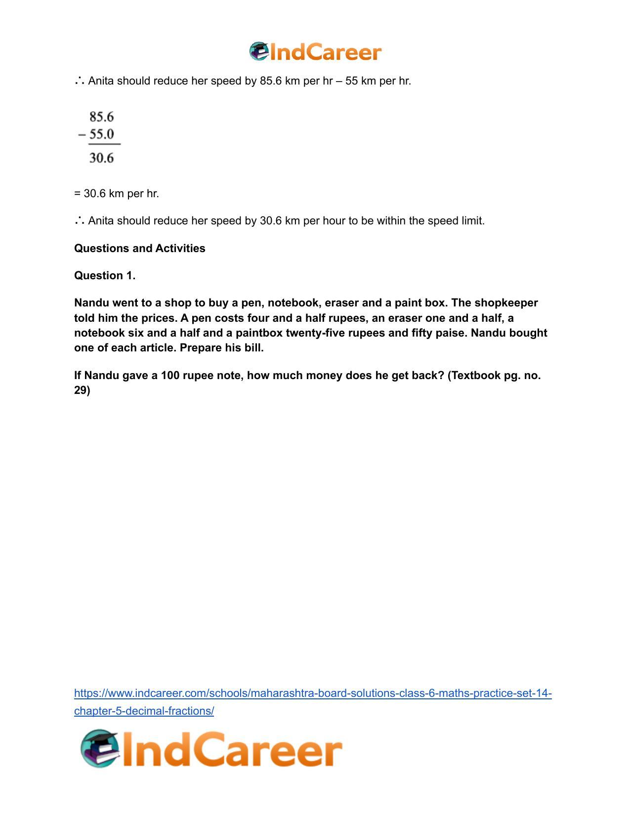 Maharashtra Board Solutions Class 6-Maths (Practice Set 14): Chapter 5- Decimal Fractions - Page 8