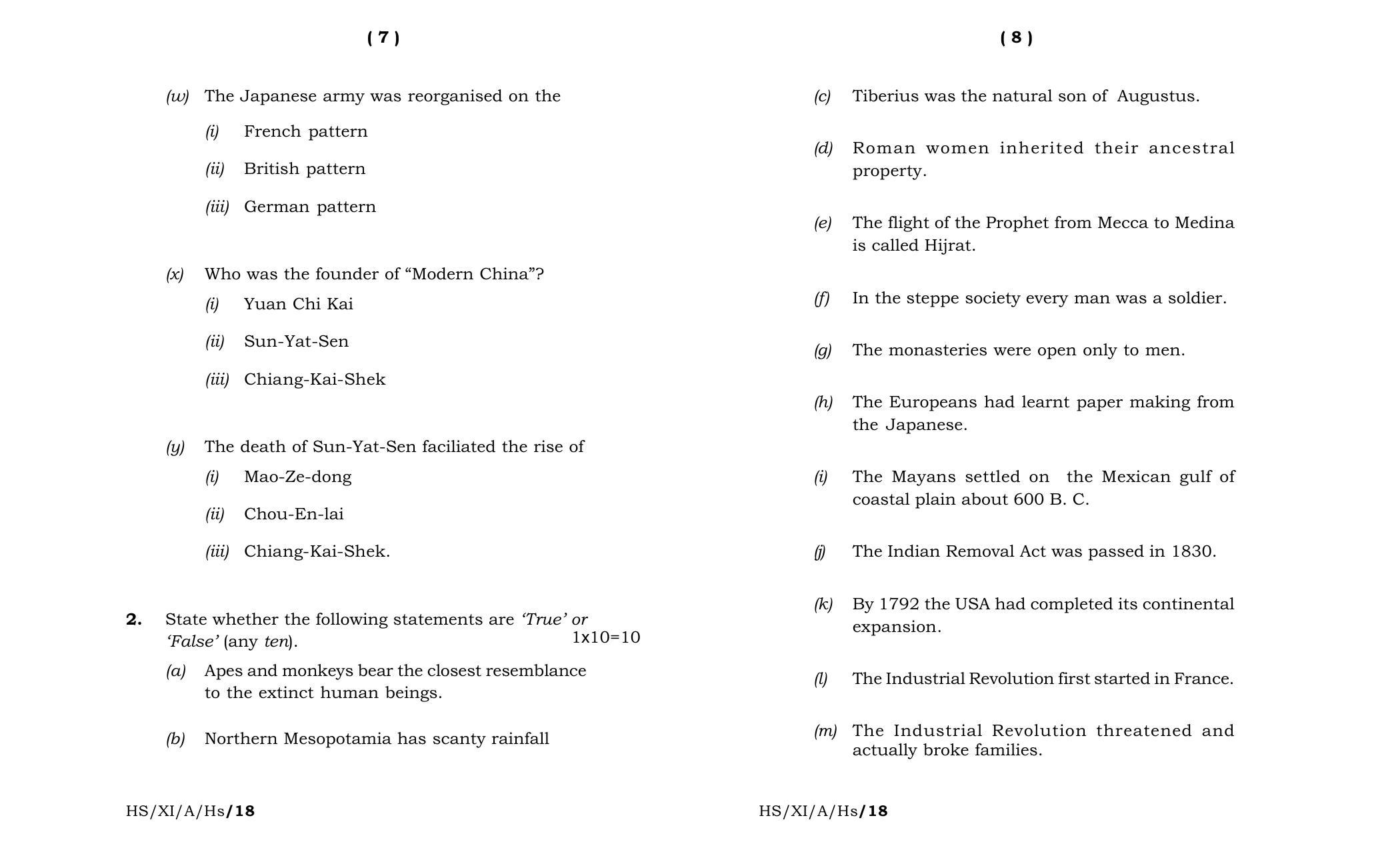 Meghalaya Board (MBOSE) Class 11 History 2018 Question Paper - Page 4