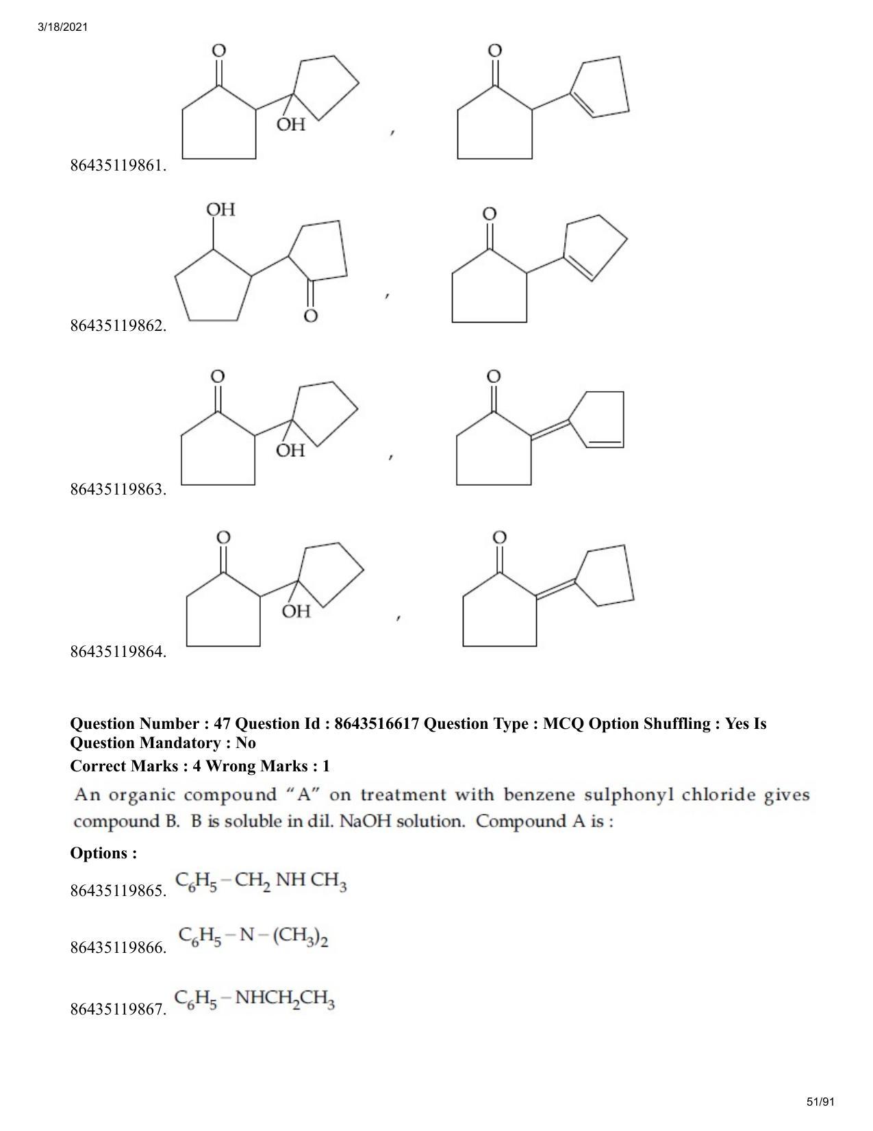 JEE Mains 2021: BTech EP (Shift 2) 18-03-2021 Question Paper - Page 51