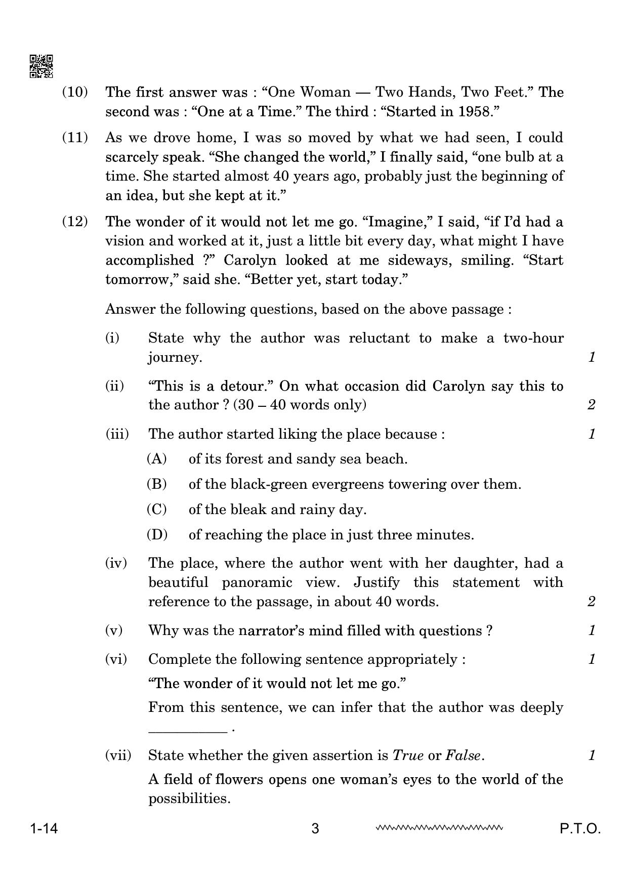 CBSE Class 10 English Communicative 2024 Question Paper - Page 3