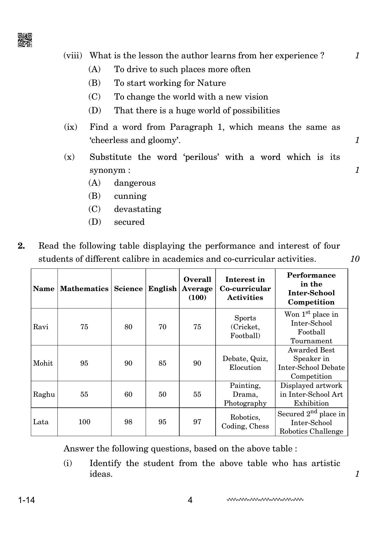 CBSE Class 10 English Communicative 2024 Question Paper - Page 4