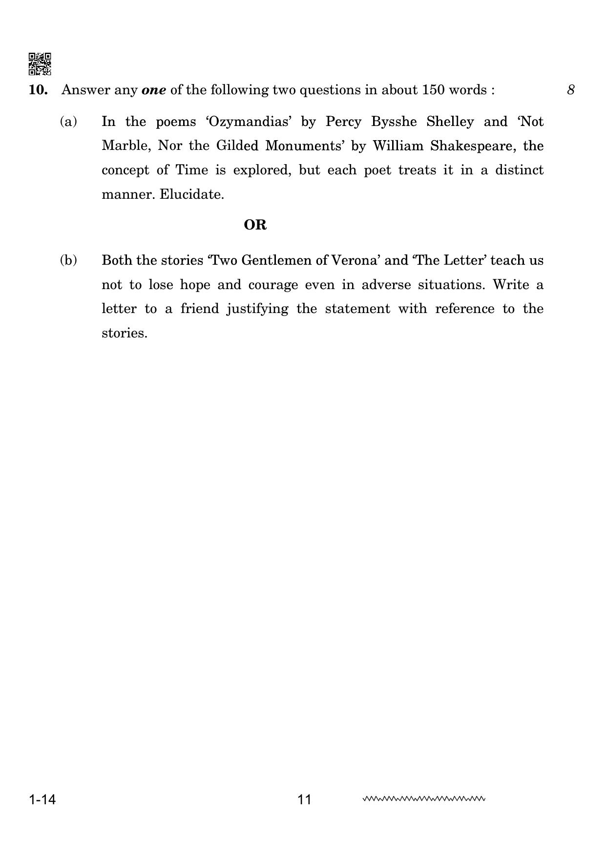 CBSE Class 10 English Communicative 2024 Question Paper - Page 11